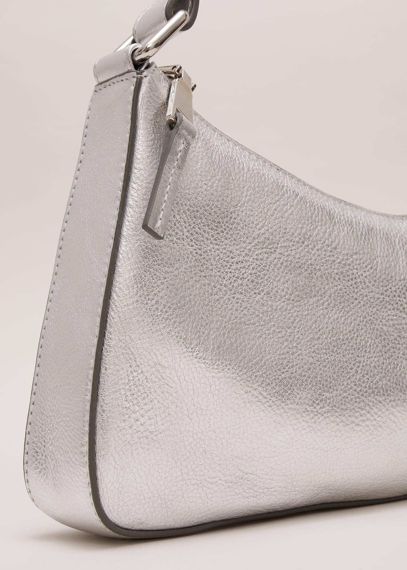Silver Leather Mini Shoulder Bag