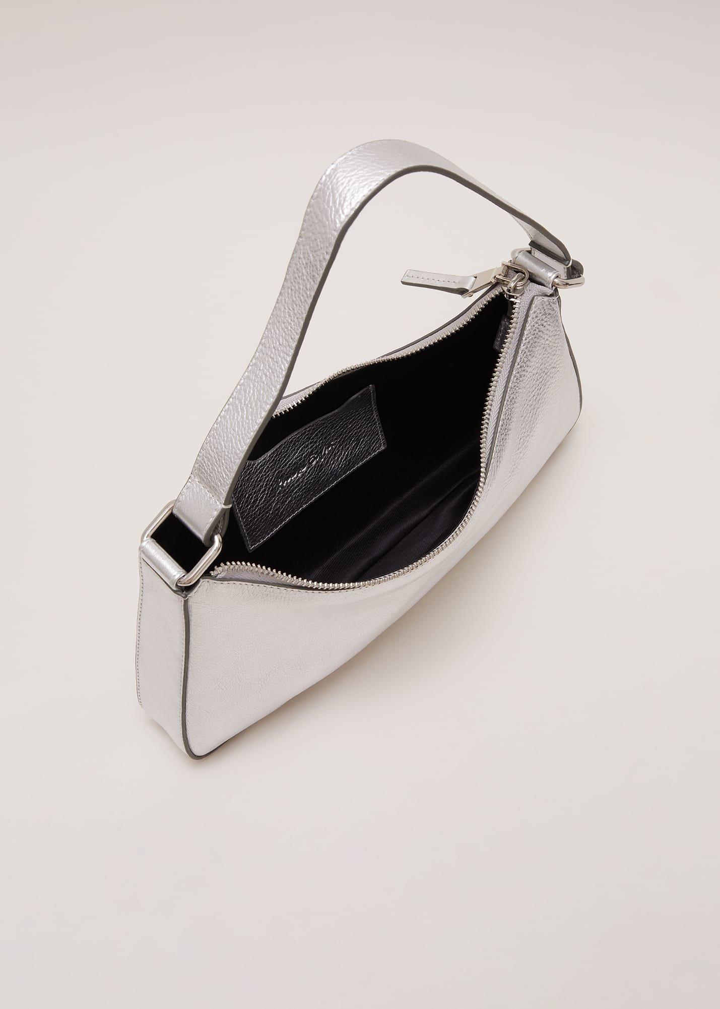 Silver Leather Mini Shoulder Bag