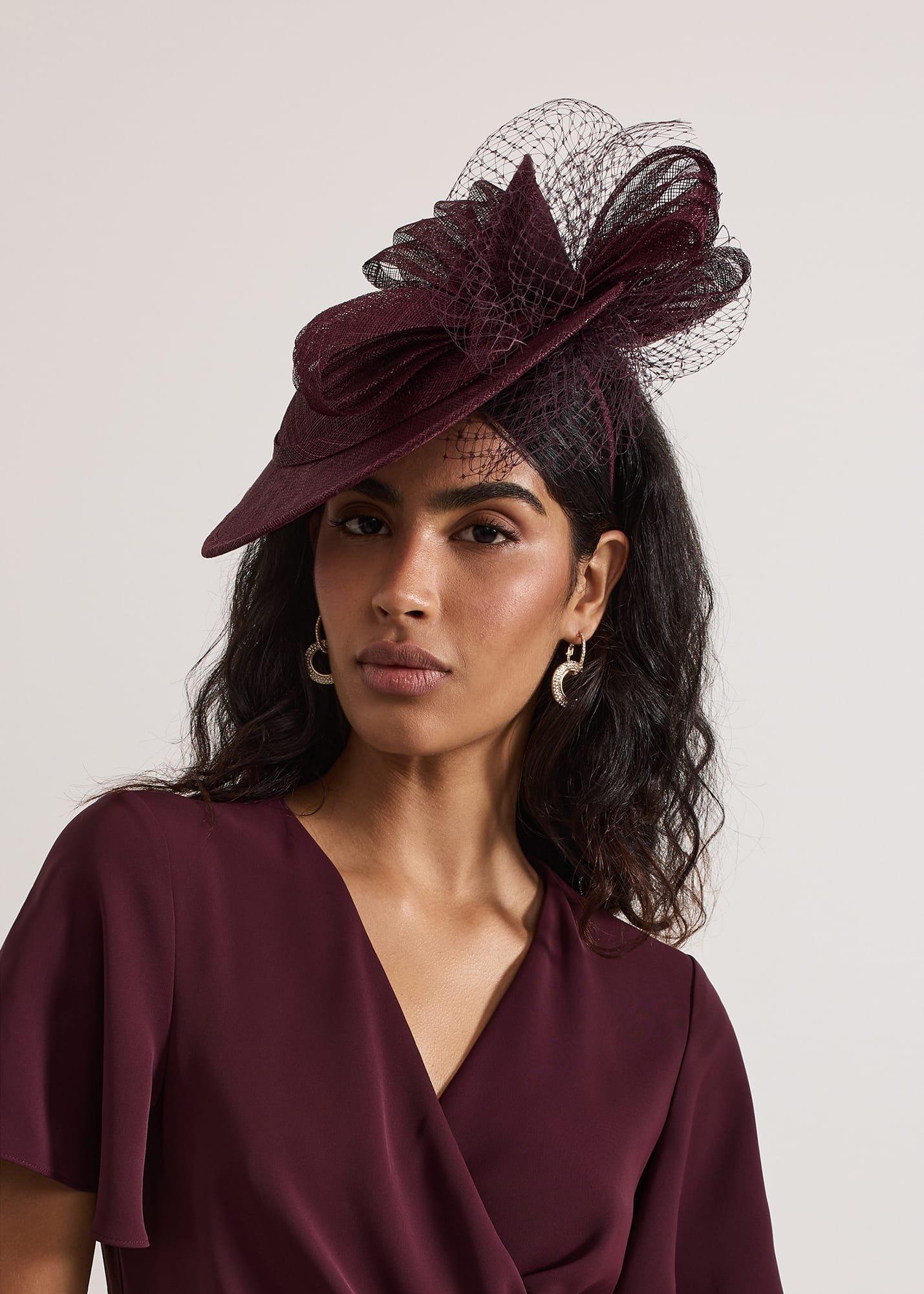 Purple Bow Twist Back Disc Fascinator