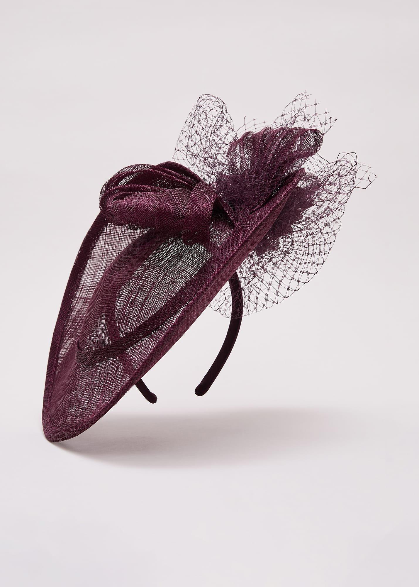 Purple Bow Twist Back Disc Fascinator