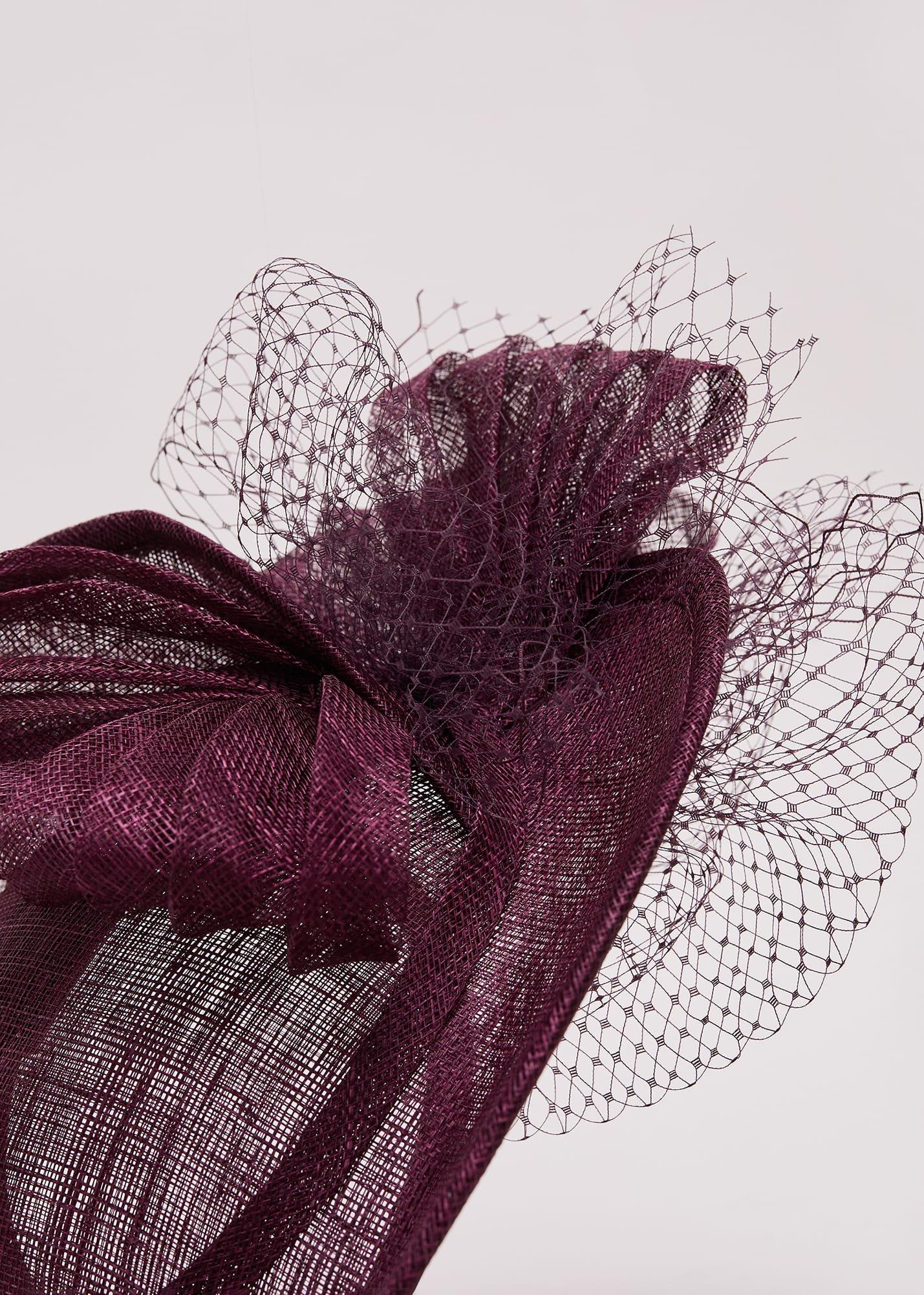 Purple Bow Twist Back Disc Fascinator