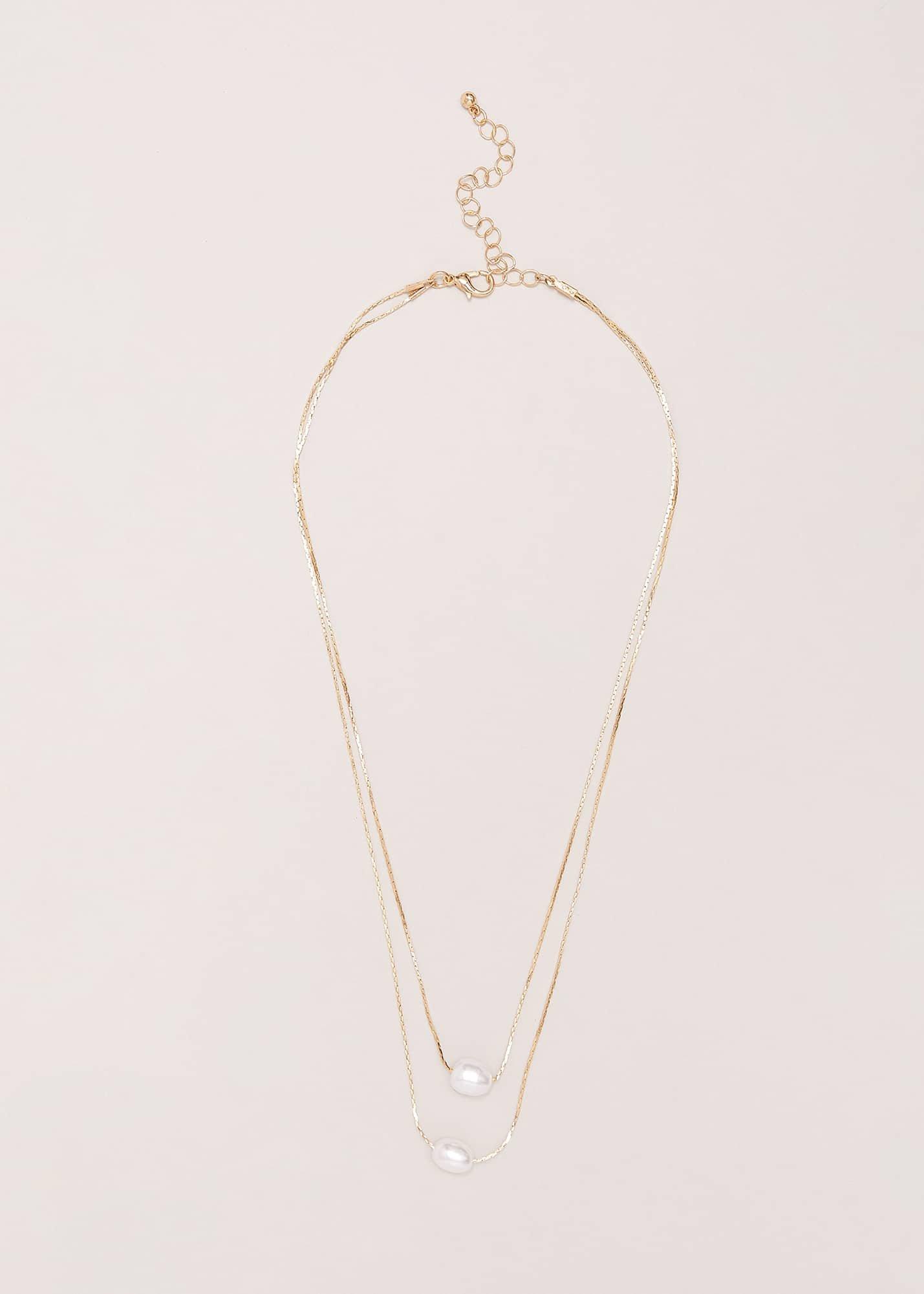 Gold Layered Pearl Necklace