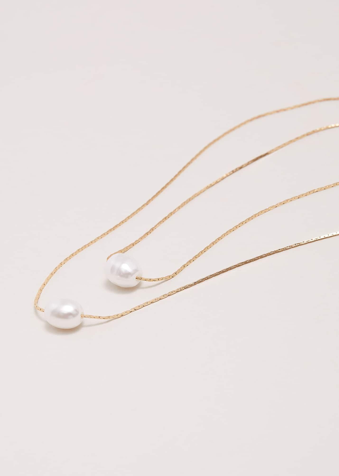 Gold Layered Pearl Necklace