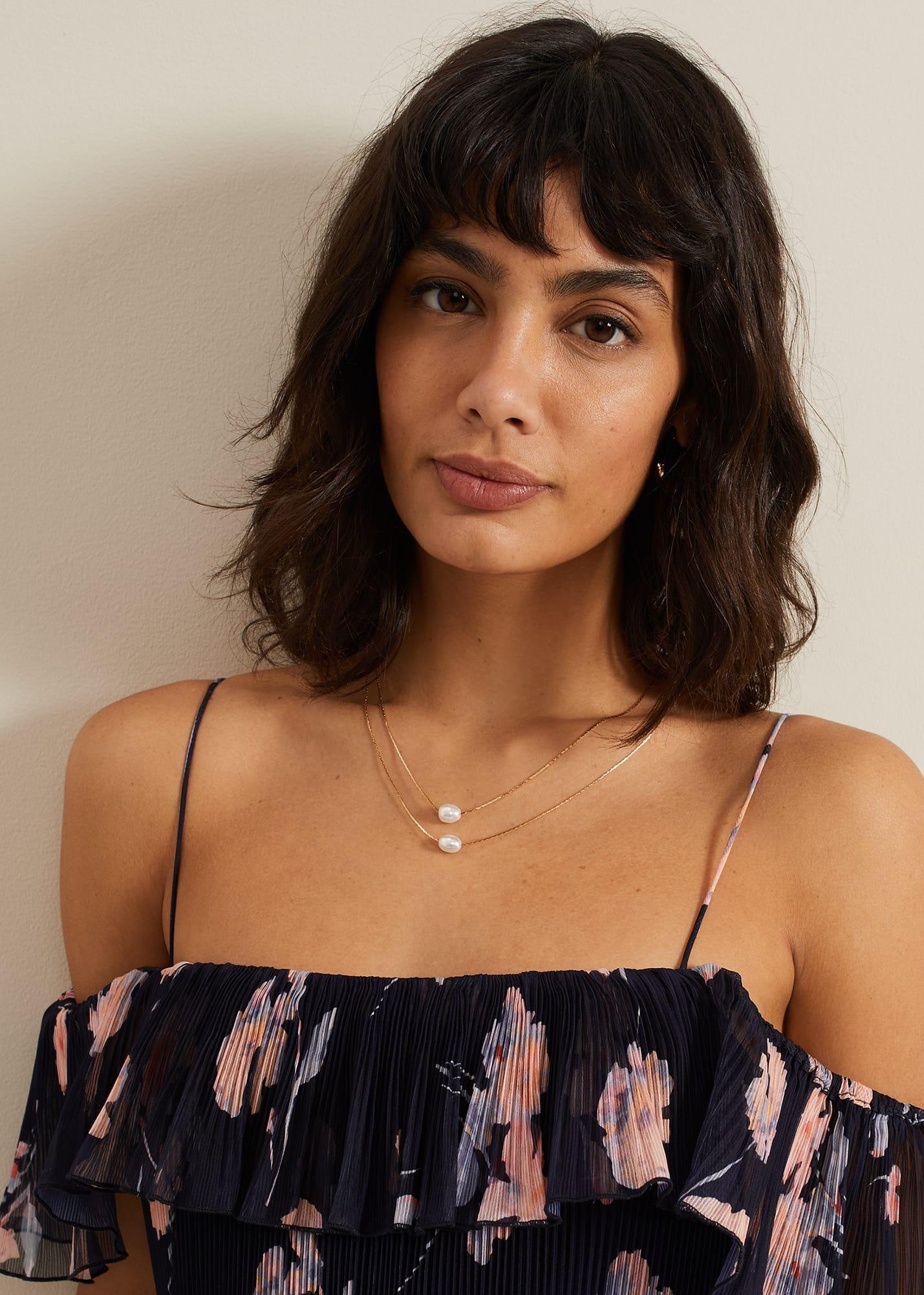 Gold Layered Pearl Necklace