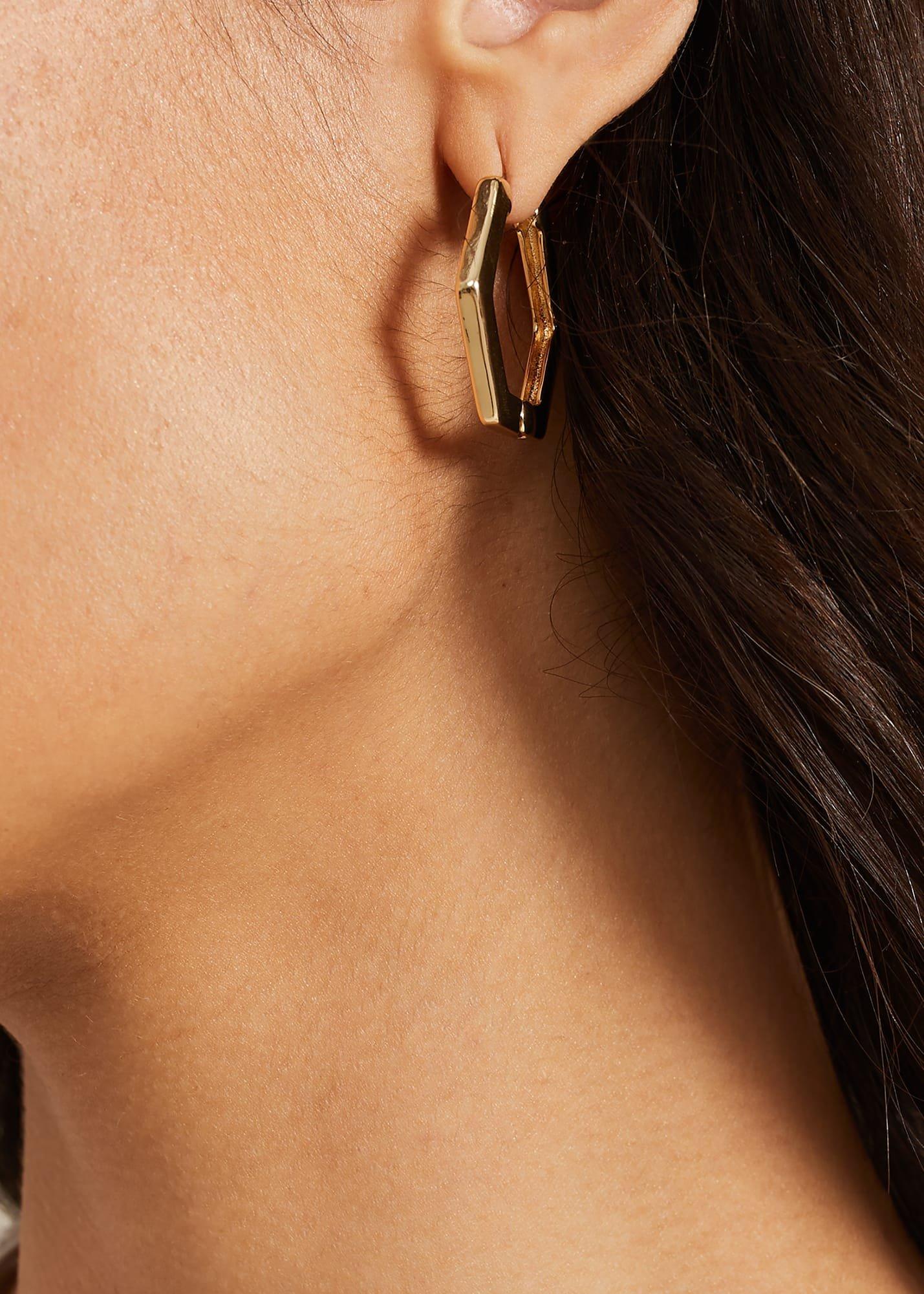 Gold Hexagon Hoop Earrings Set