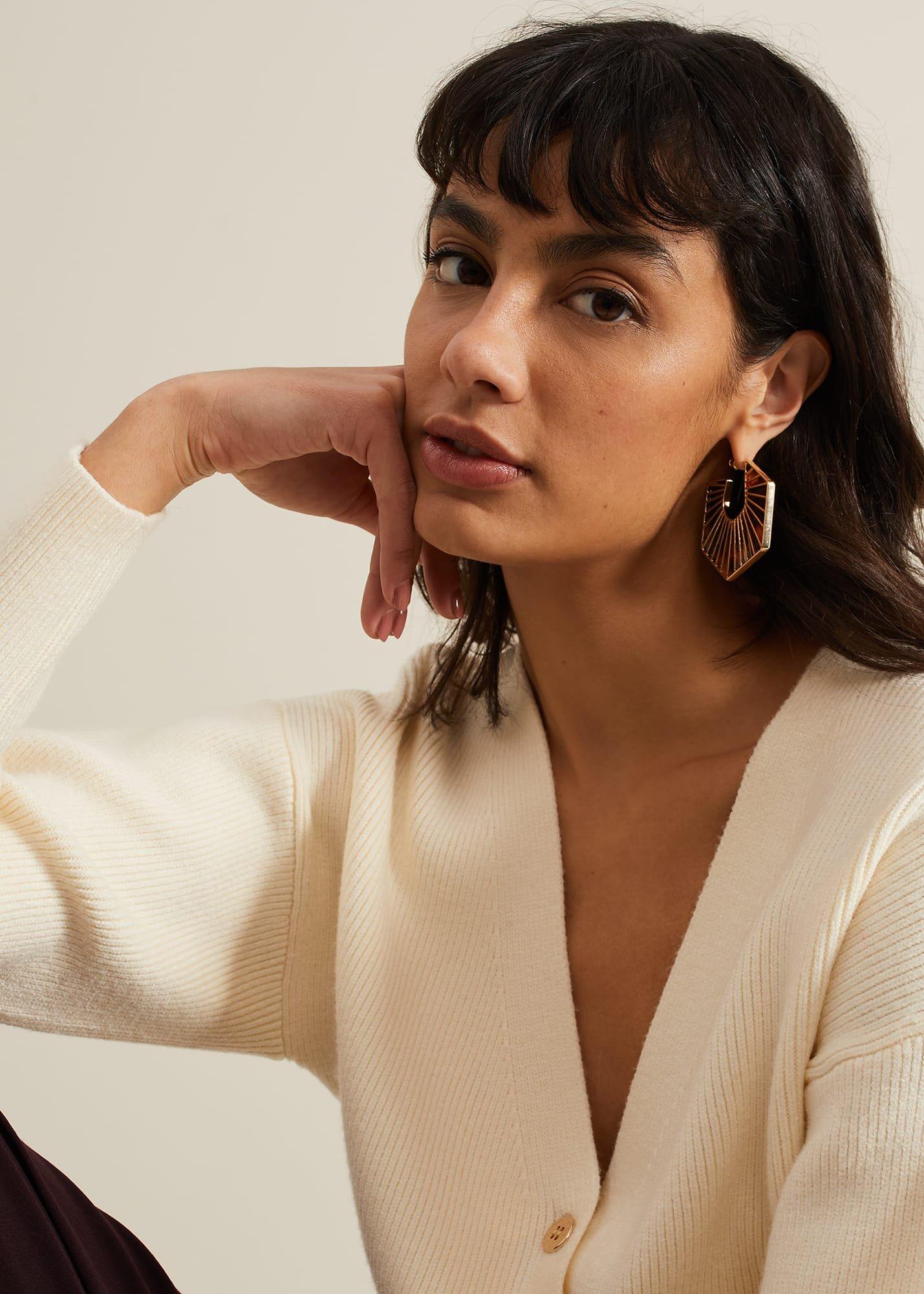 Tort Large Hexagon Hoop Earrings