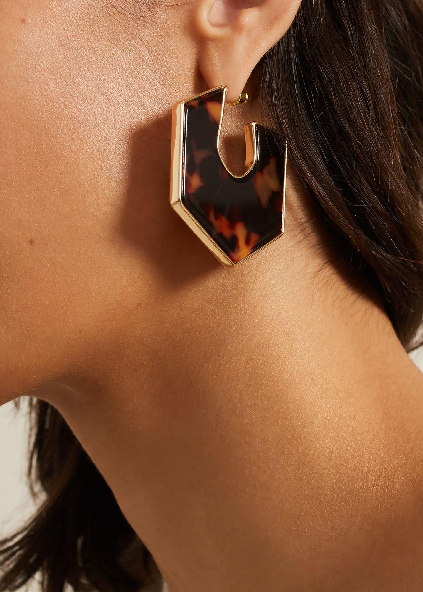 Tort Large Hexagon Hoop Earrings