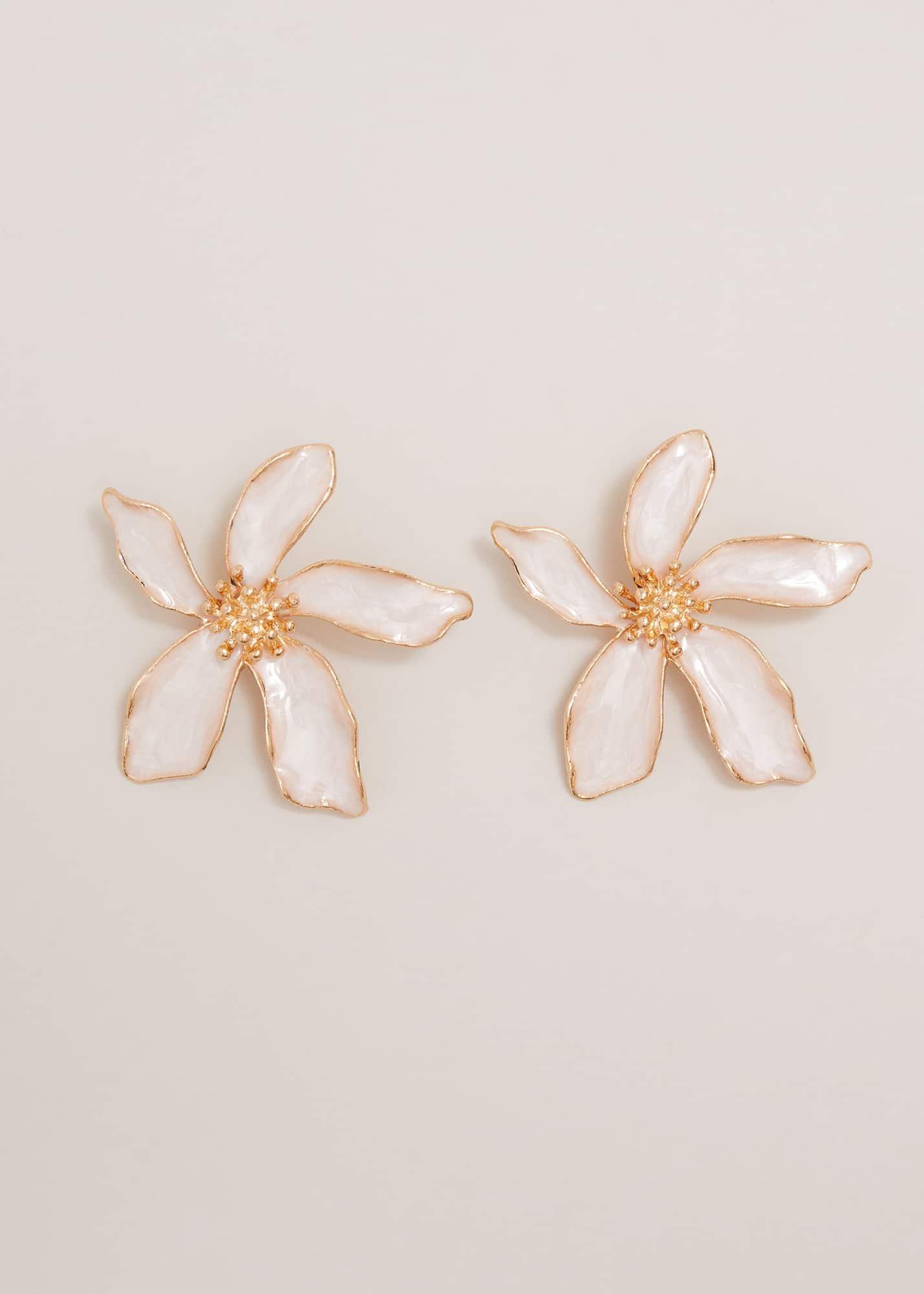 Enamel Oversized Flower Stud Earrings