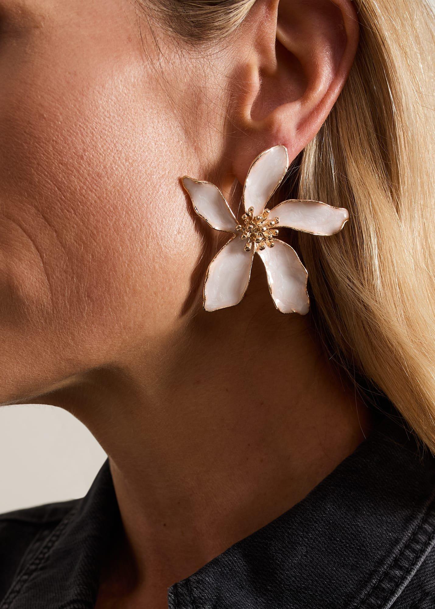 Enamel Oversized Flower Stud Earrings