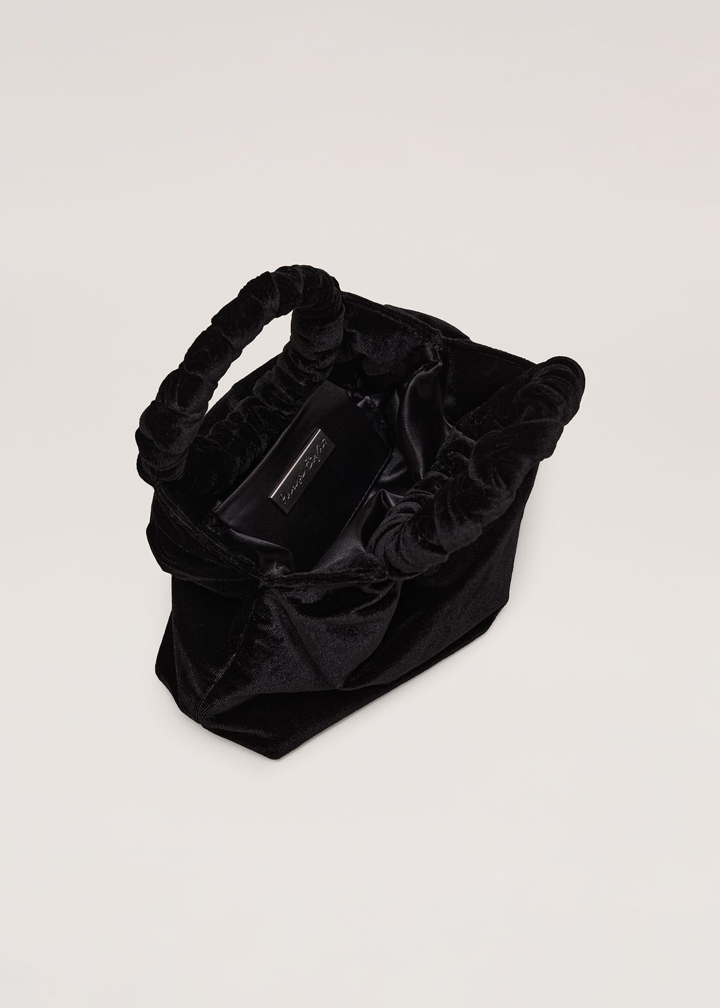 Black Velvet Twist Handle Mini Grab Bag