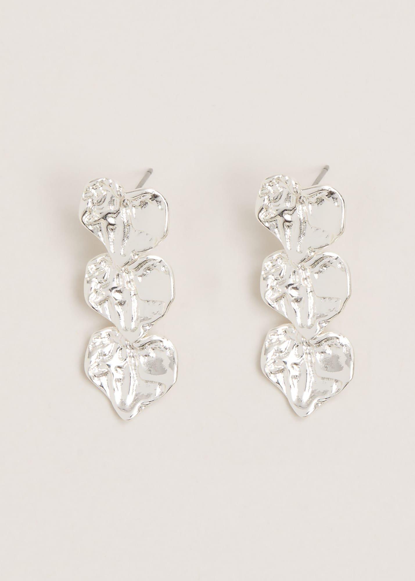 Silver Triple Heart Earring