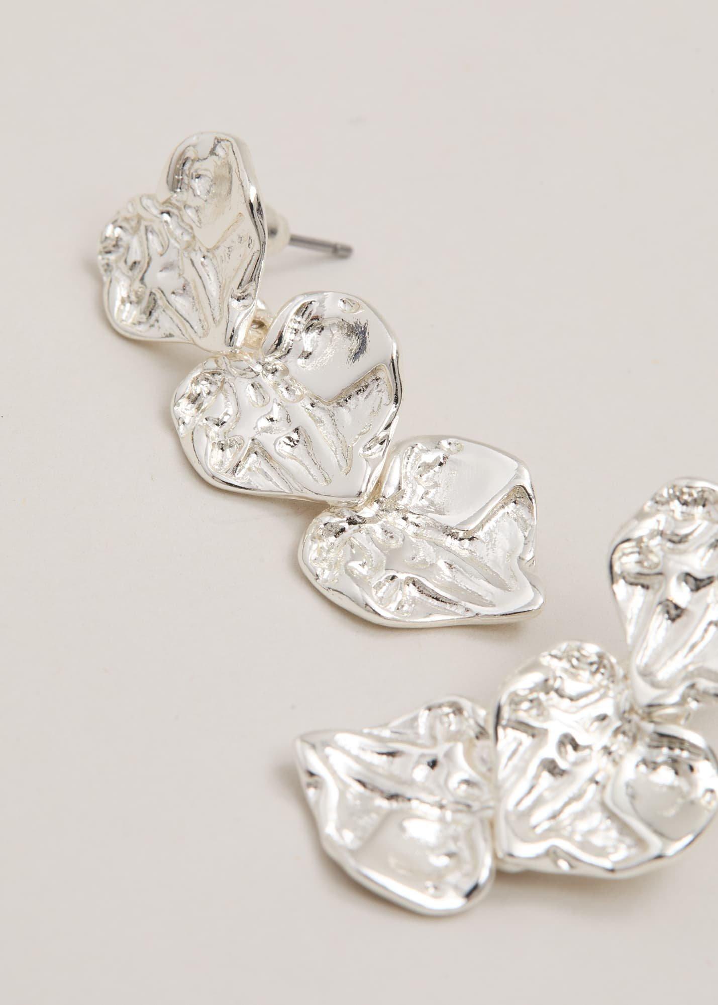 Silver Triple Heart Earring