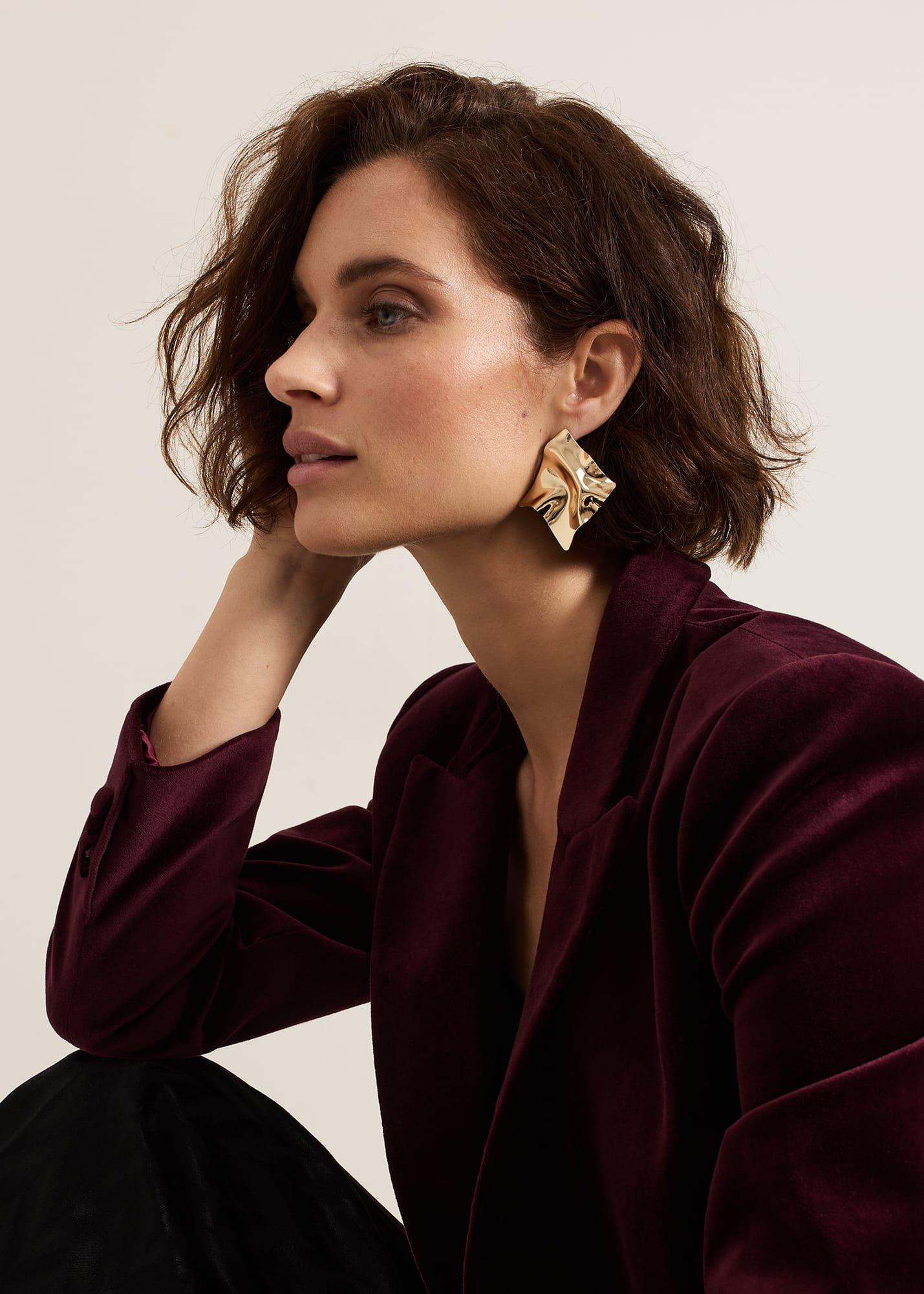 Gold Statement Stud Earrings