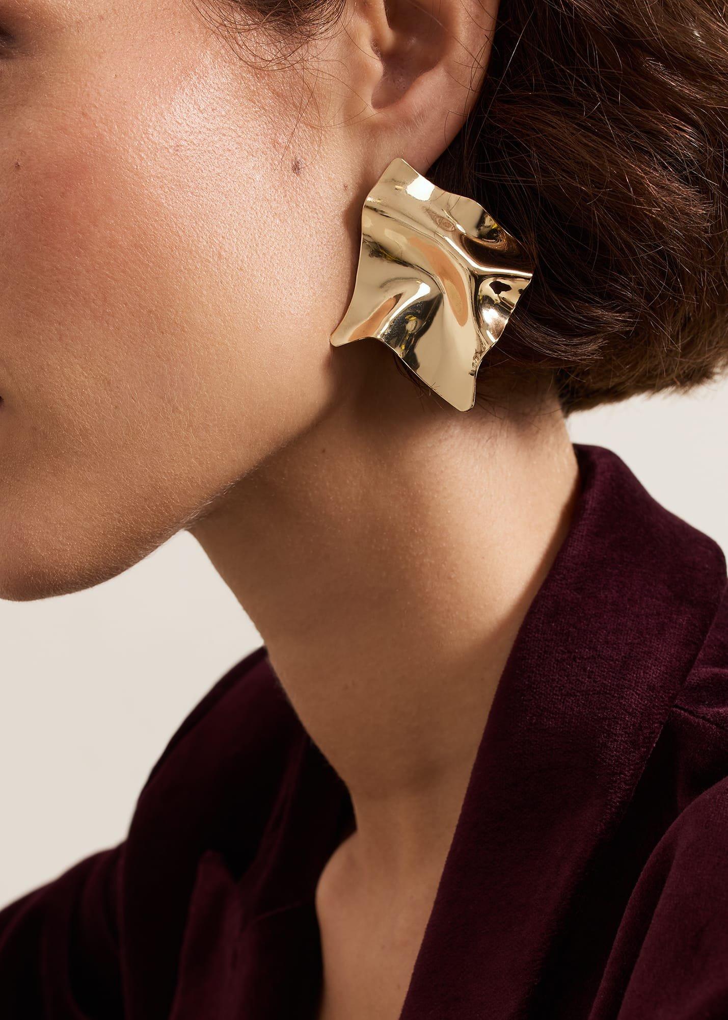 Gold Statement Stud Earrings