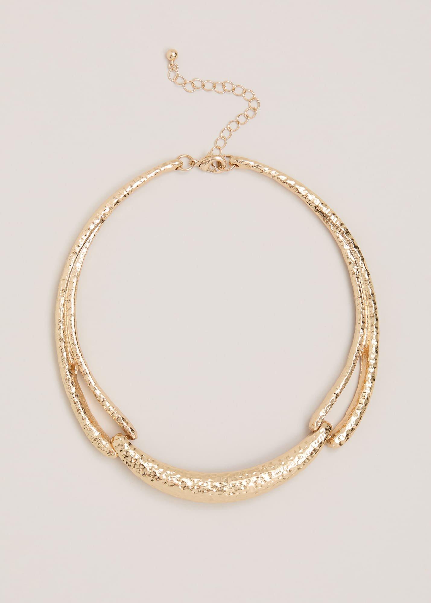 Gold Textured Collar Necklace