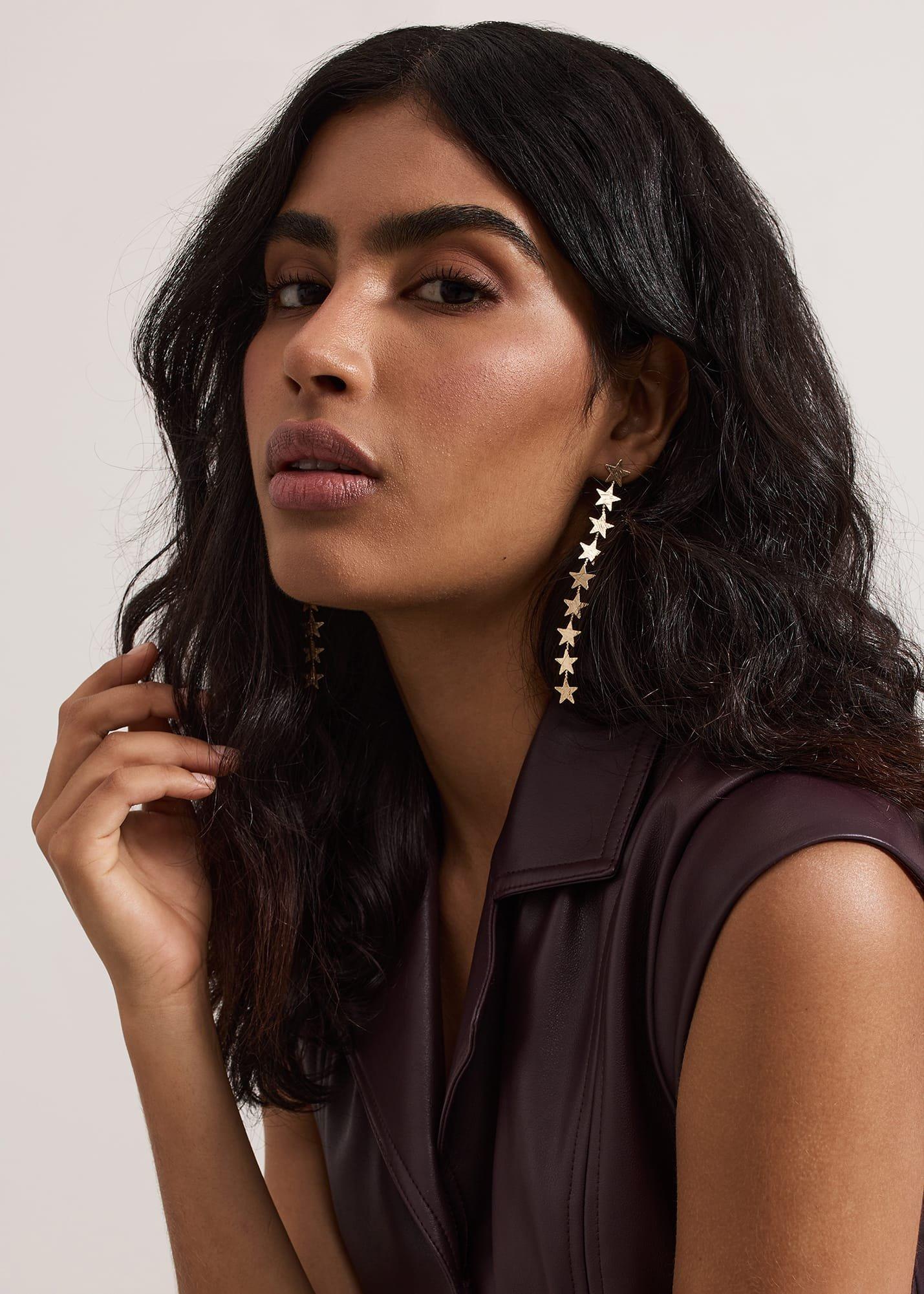 Gold Star Drop Earring