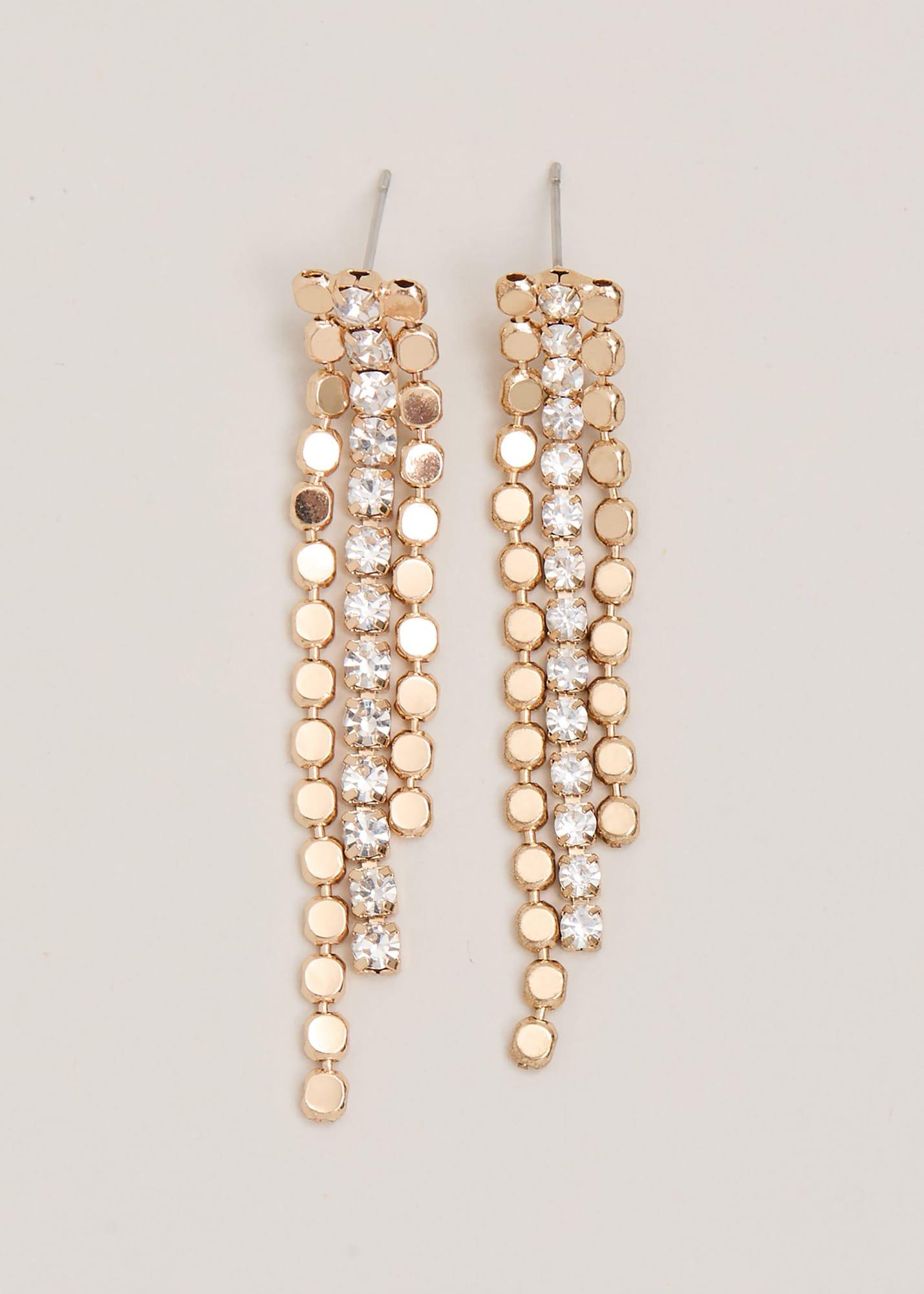 Gold Sparkle Disc Dangle Earrings