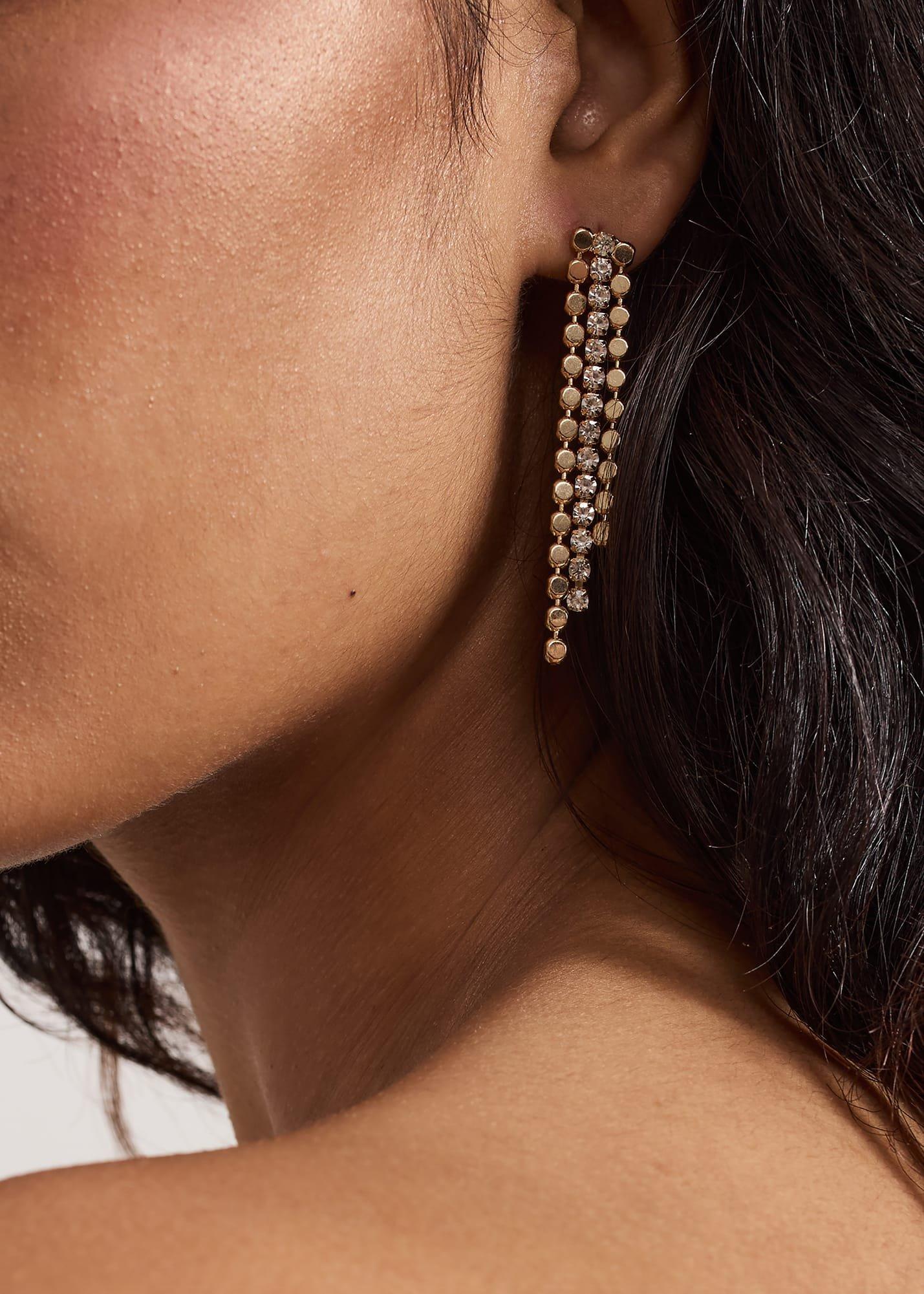 Gold Sparkle Disc Dangle Earrings