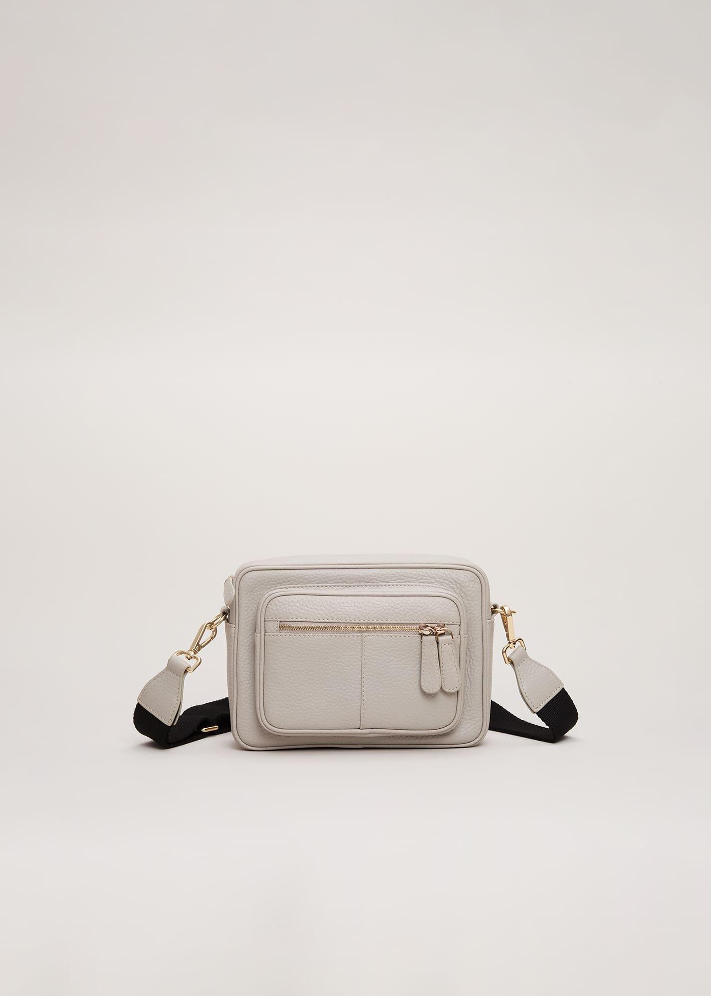 Grey Leather Cross Body Bag