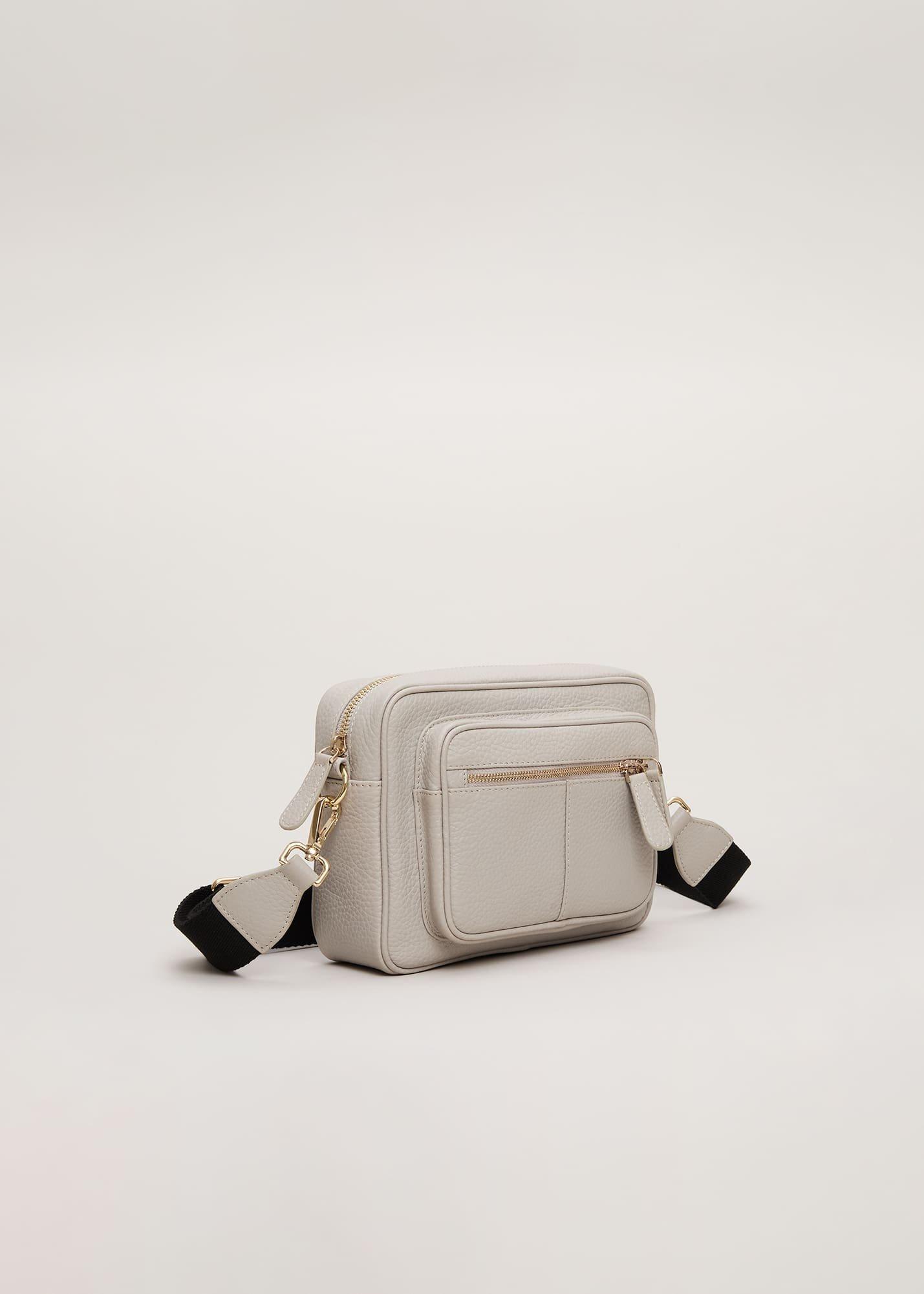 Grey Leather Cross Body Bag