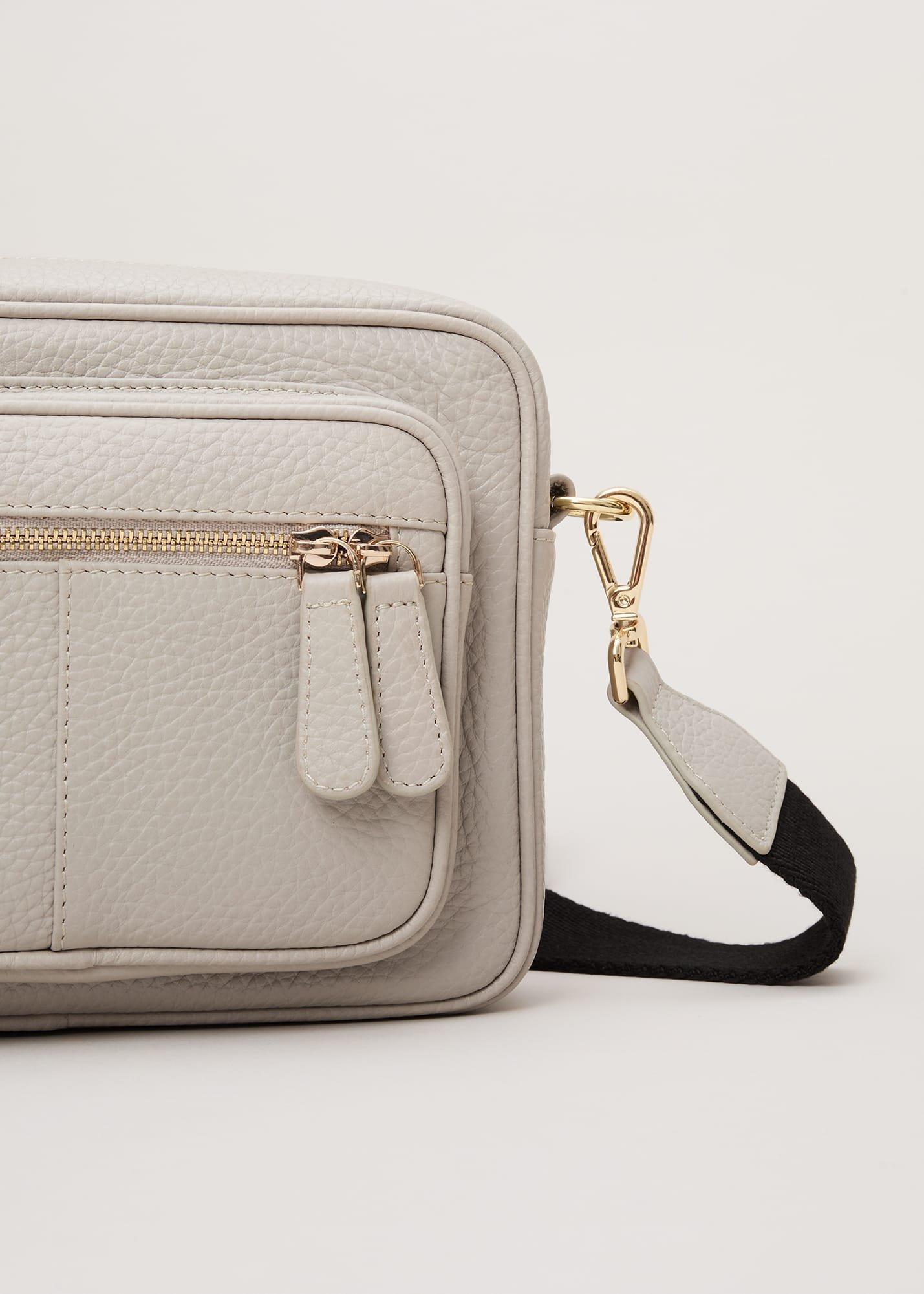 Grey Leather Cross Body Bag
