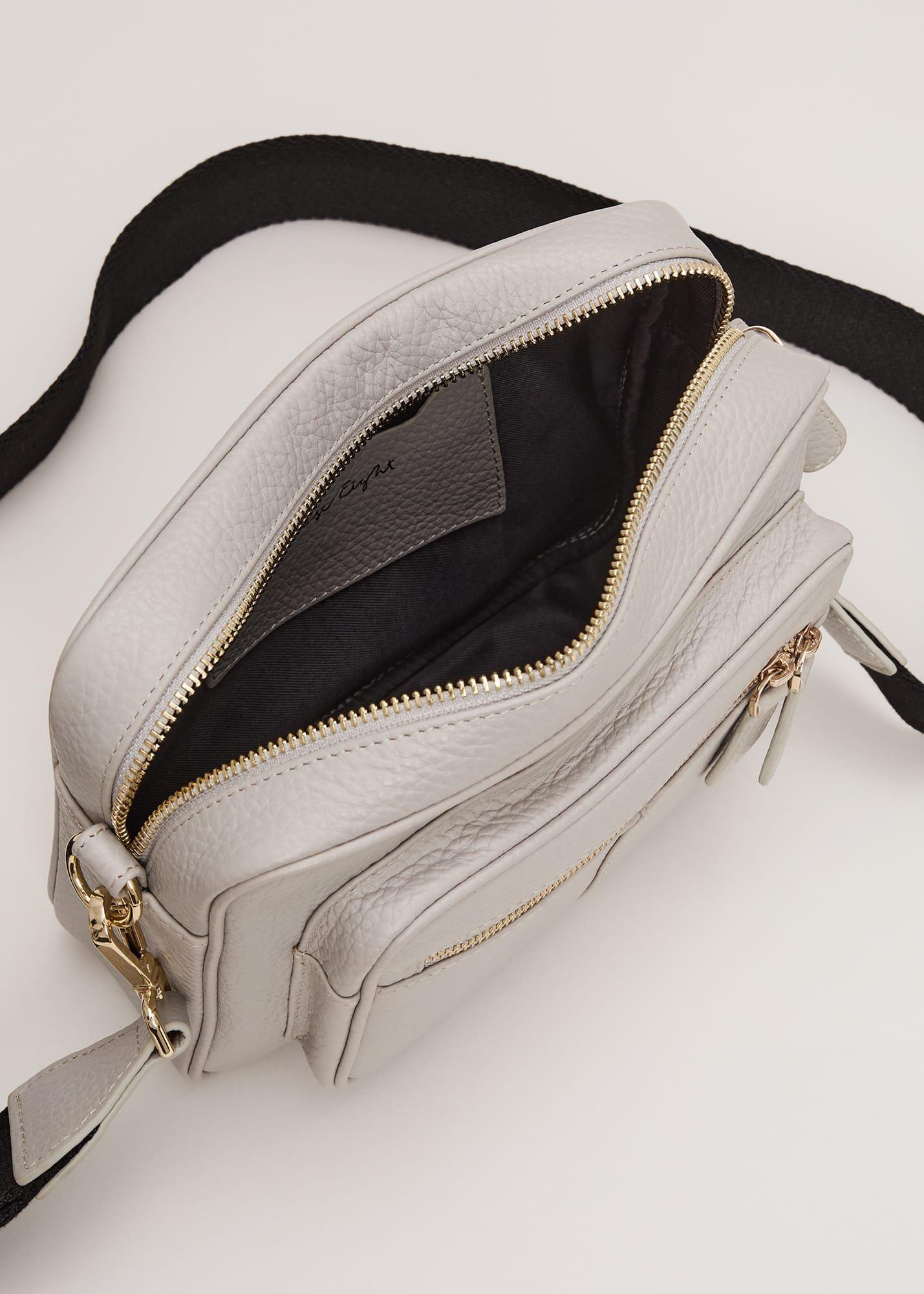 Grey Leather Cross Body Bag