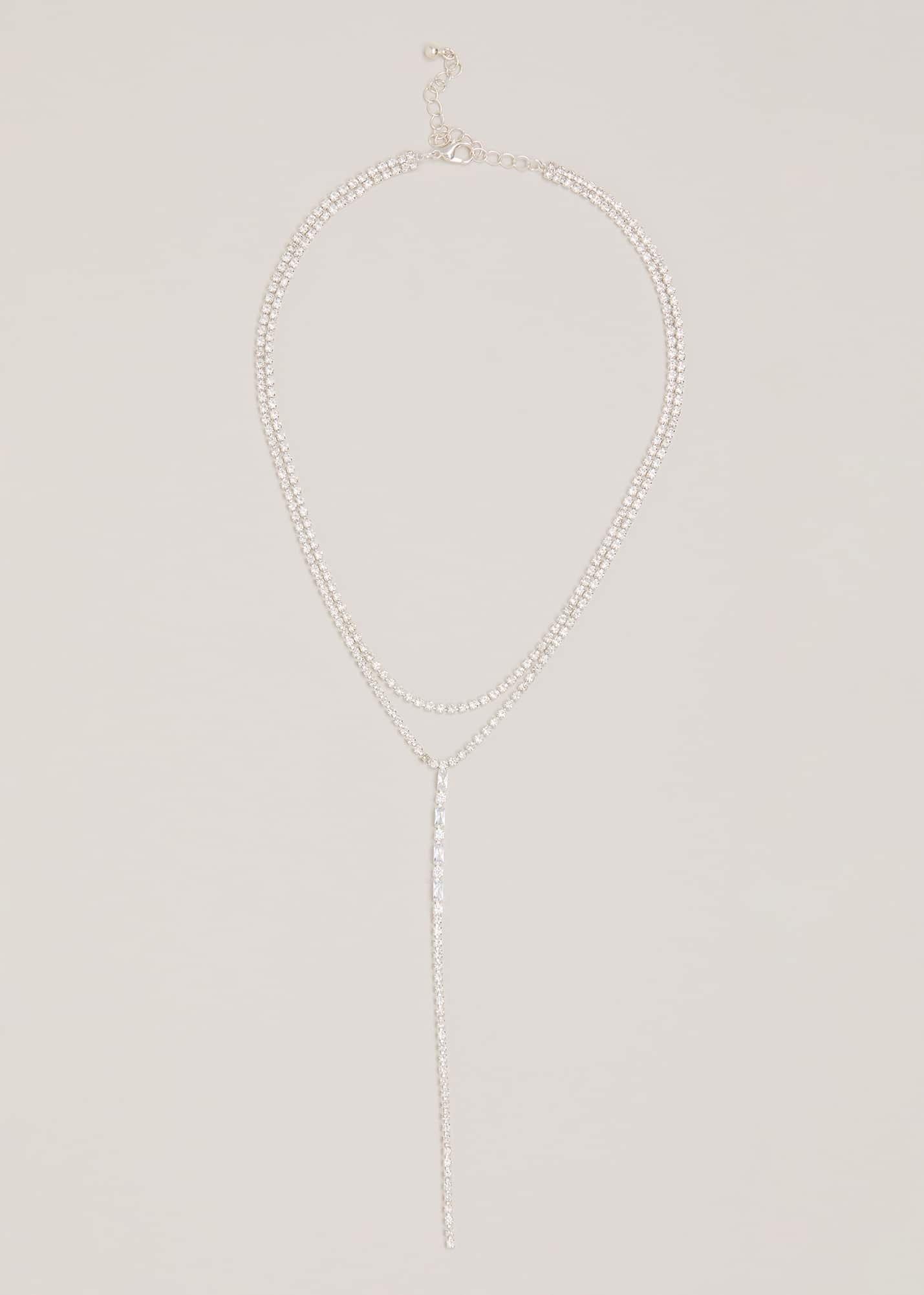 Silver Sparkle Dangle Lariat Necklace