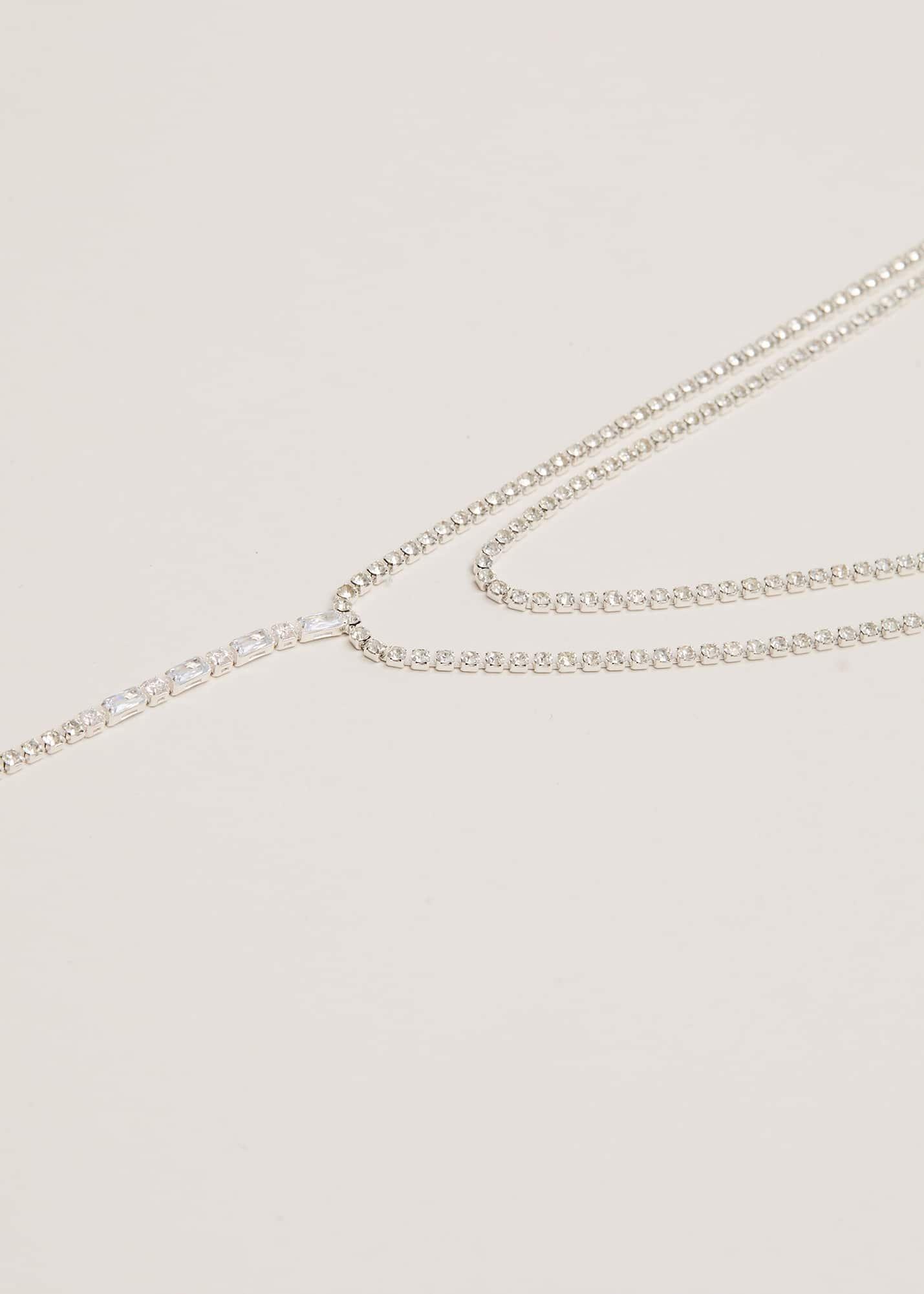Silver Sparkle Dangle Lariat Necklace