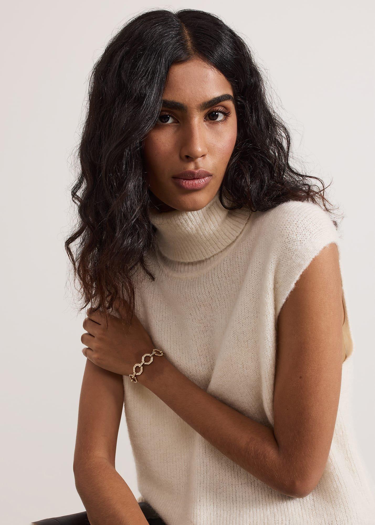 Gold Sparkle Hexagon Chain Bracelet