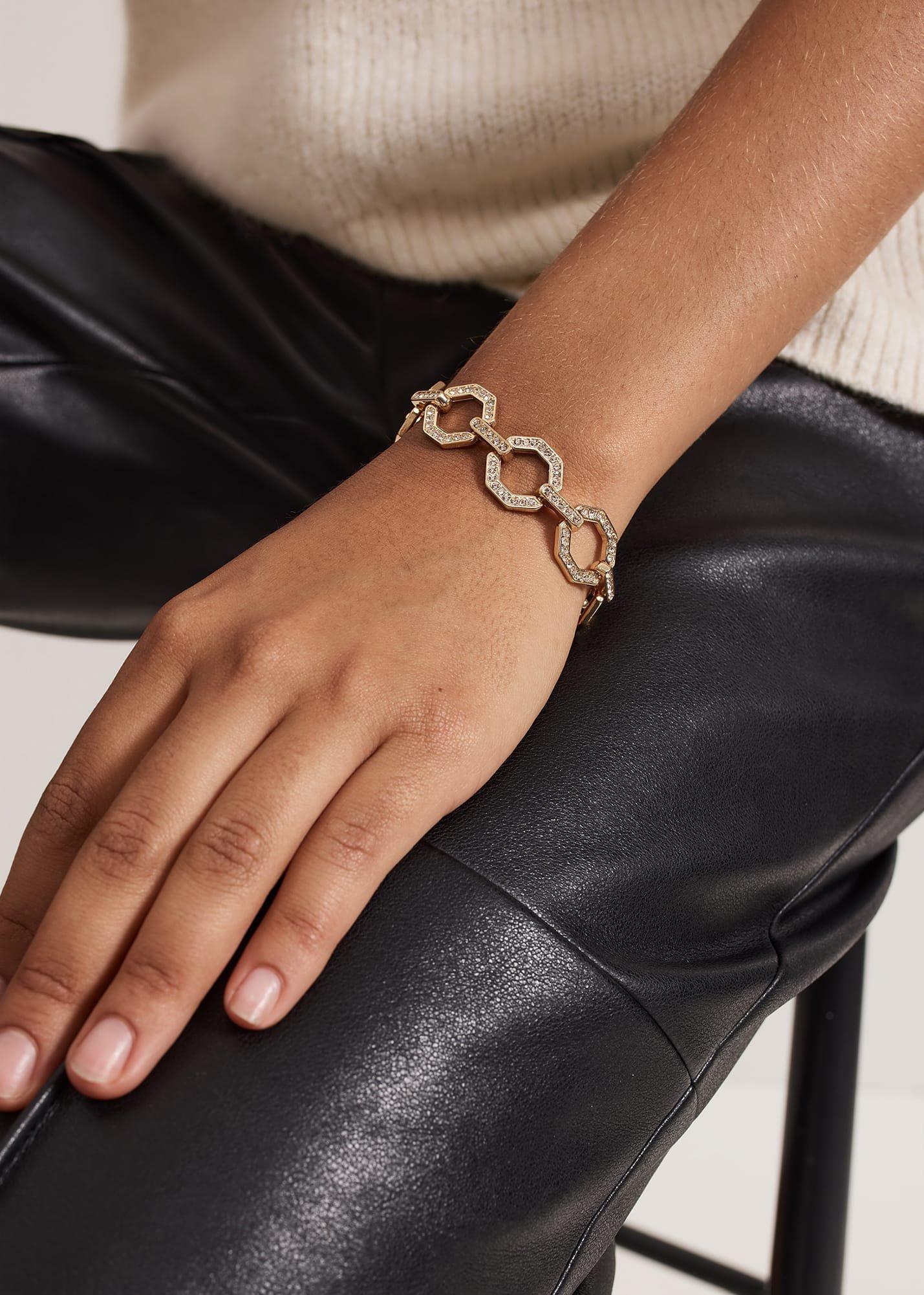 Gold Sparkle Hexagon Chain Bracelet