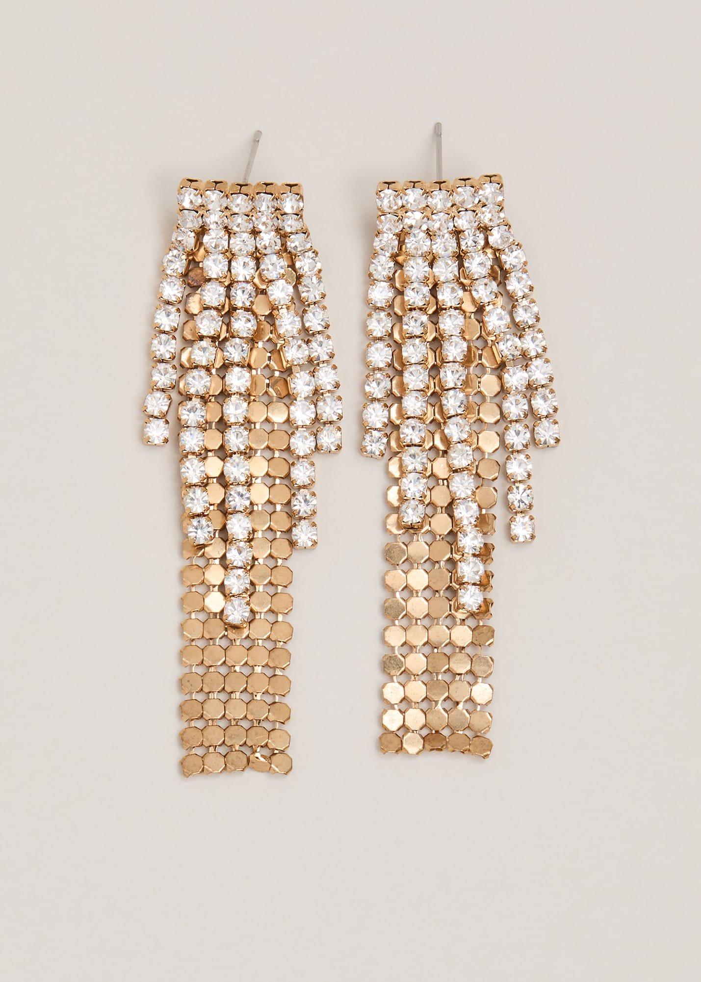 Gold Chainmail Sparkle Drop Earring