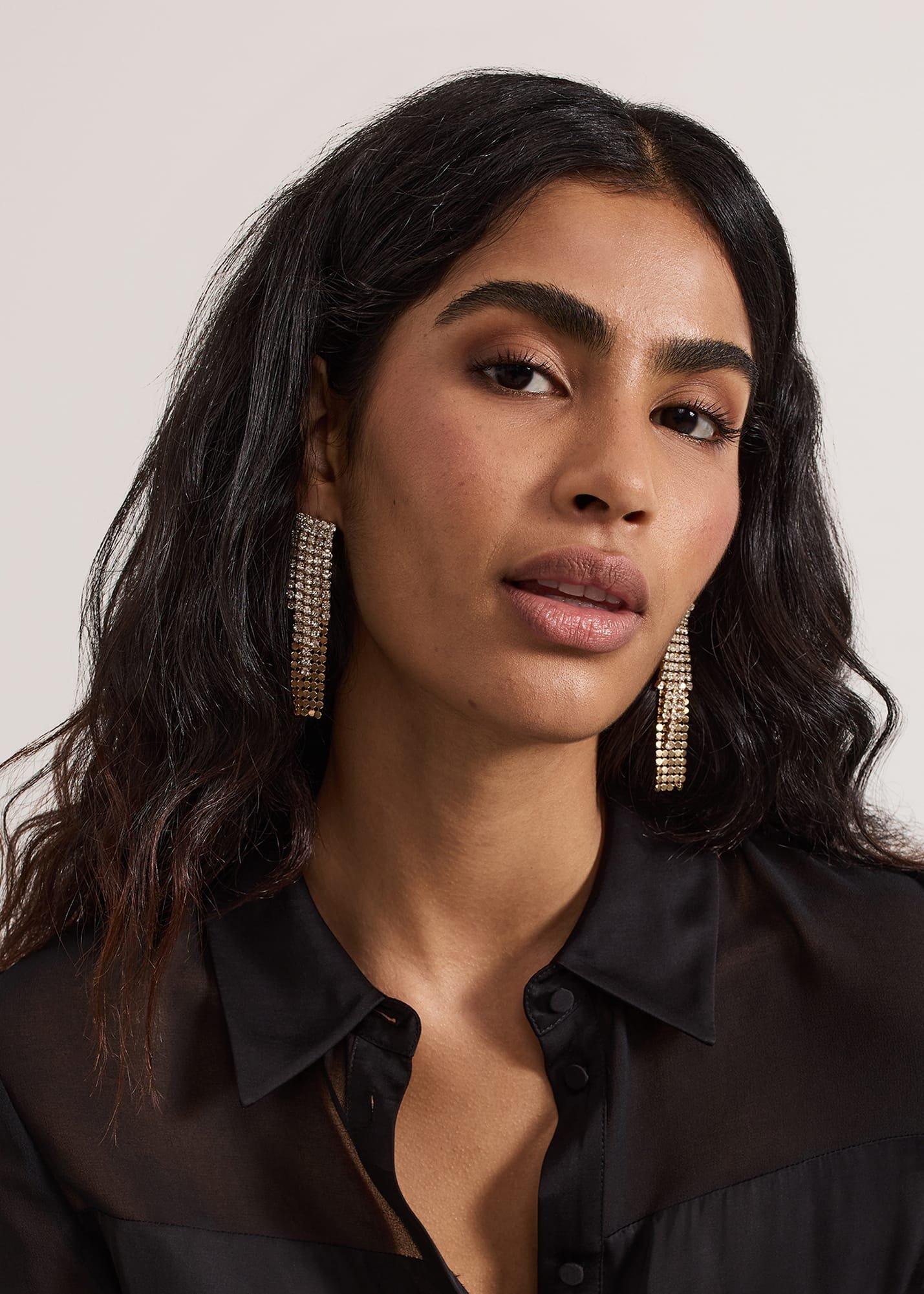 Gold Chainmail Sparkle Drop Earring