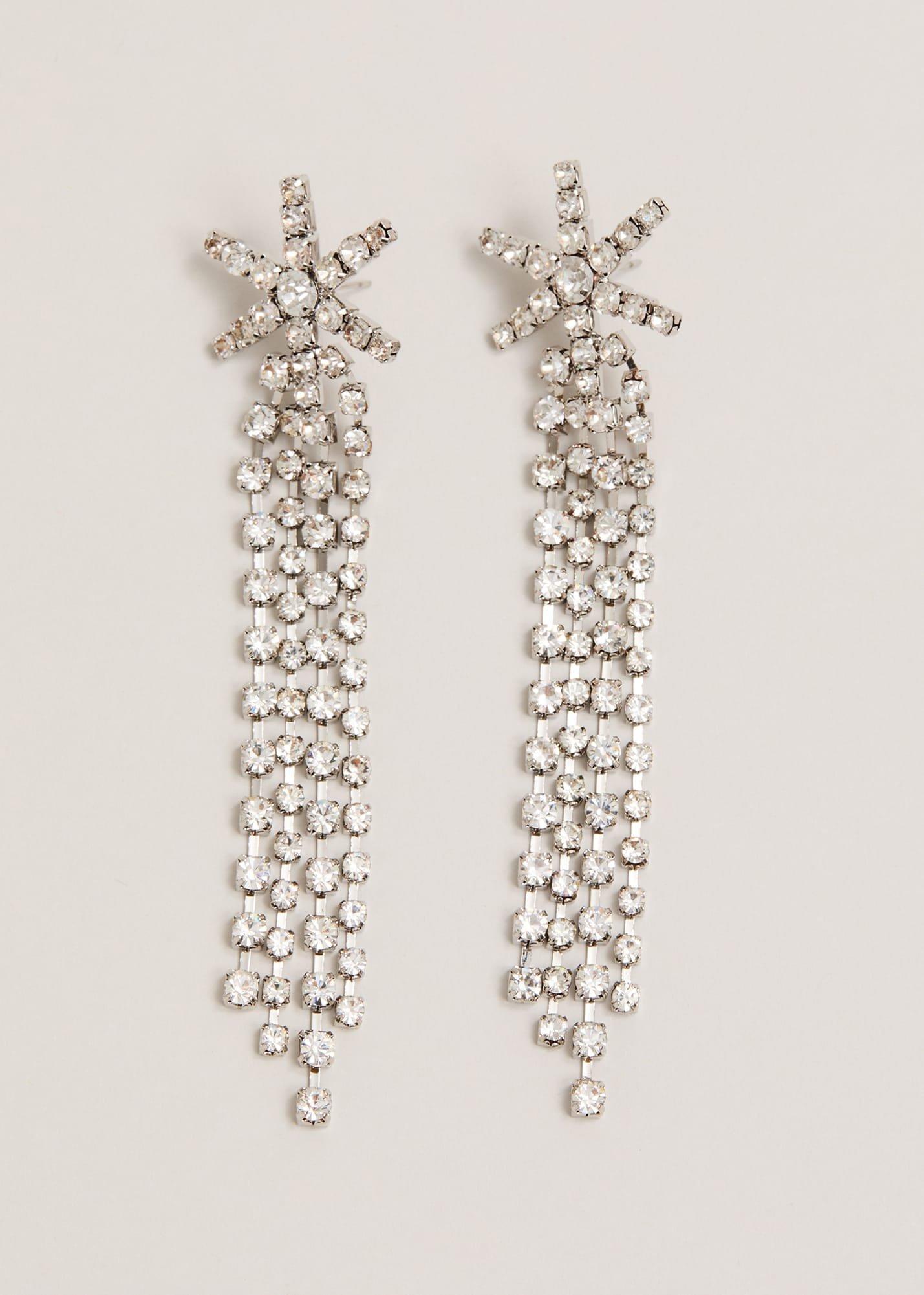 Silver Sparke Star Drop Earrings