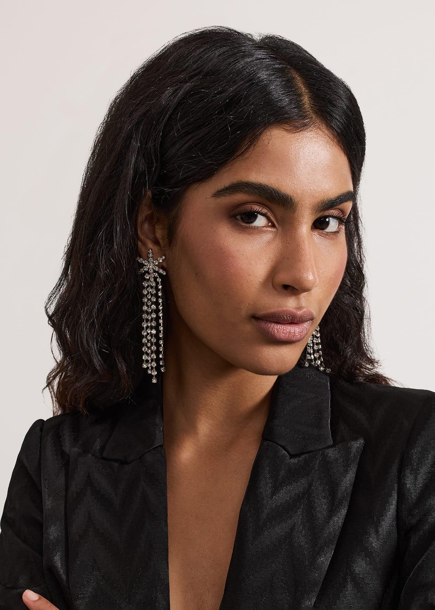 Silver Sparke Star Drop Earrings