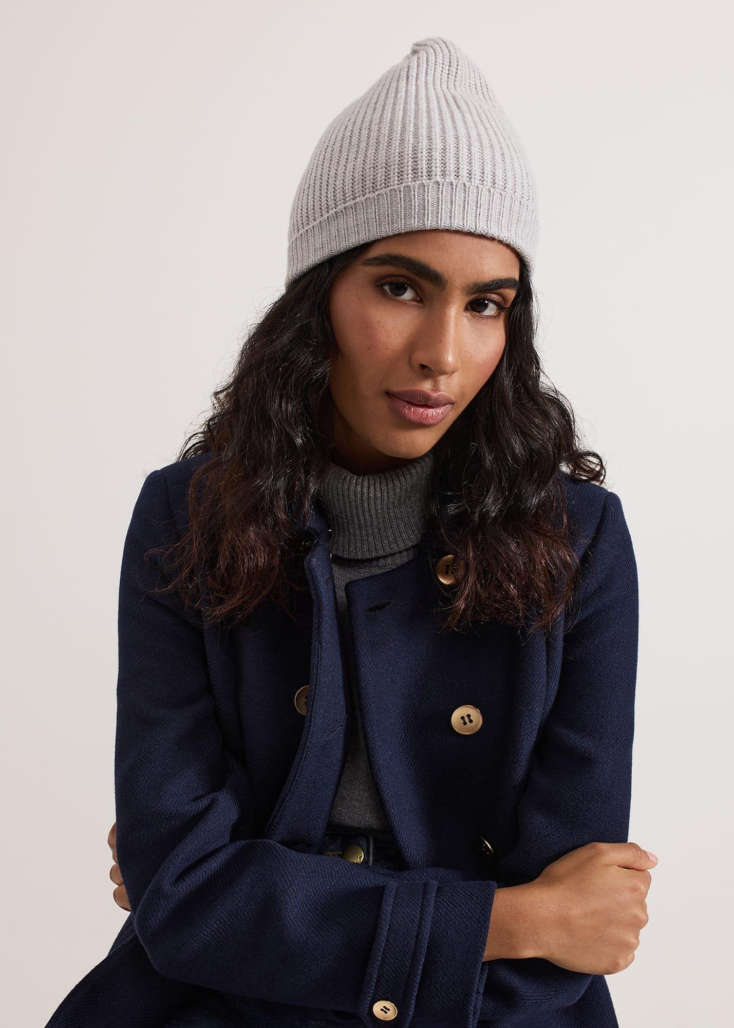 Grey Ribbed Beany Hat