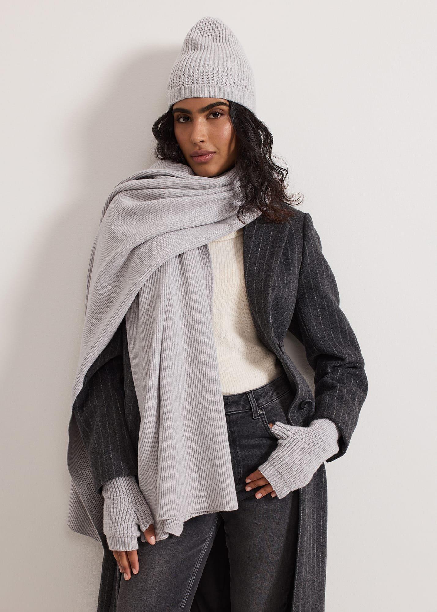 Grey Ribbed Beany Hat