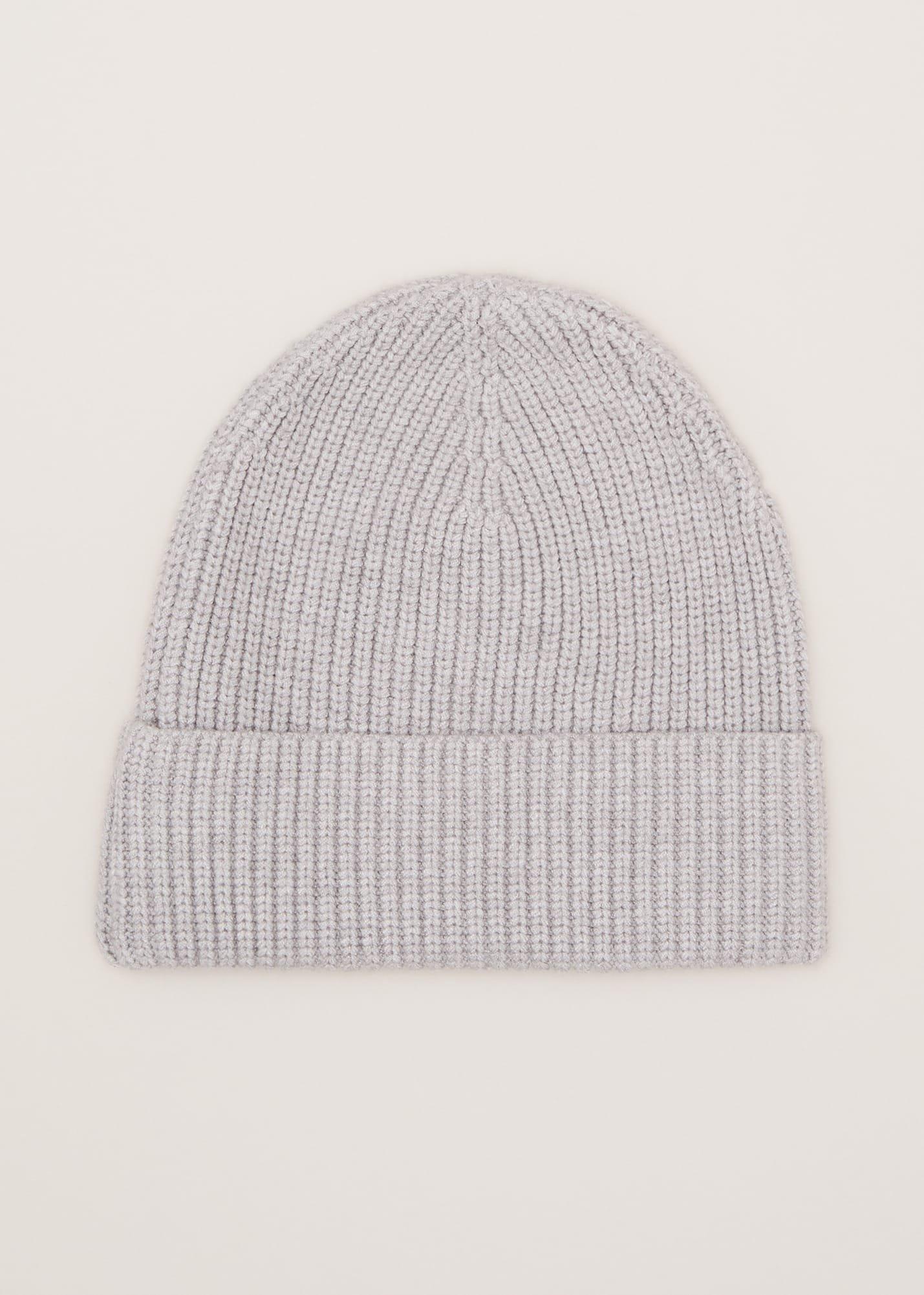 Grey Ribbed Beany Hat