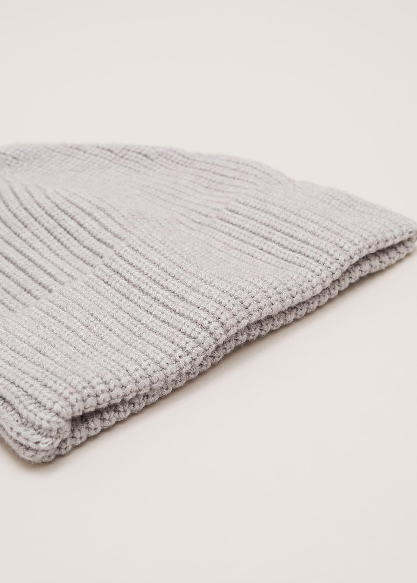 Grey Ribbed Beany Hat