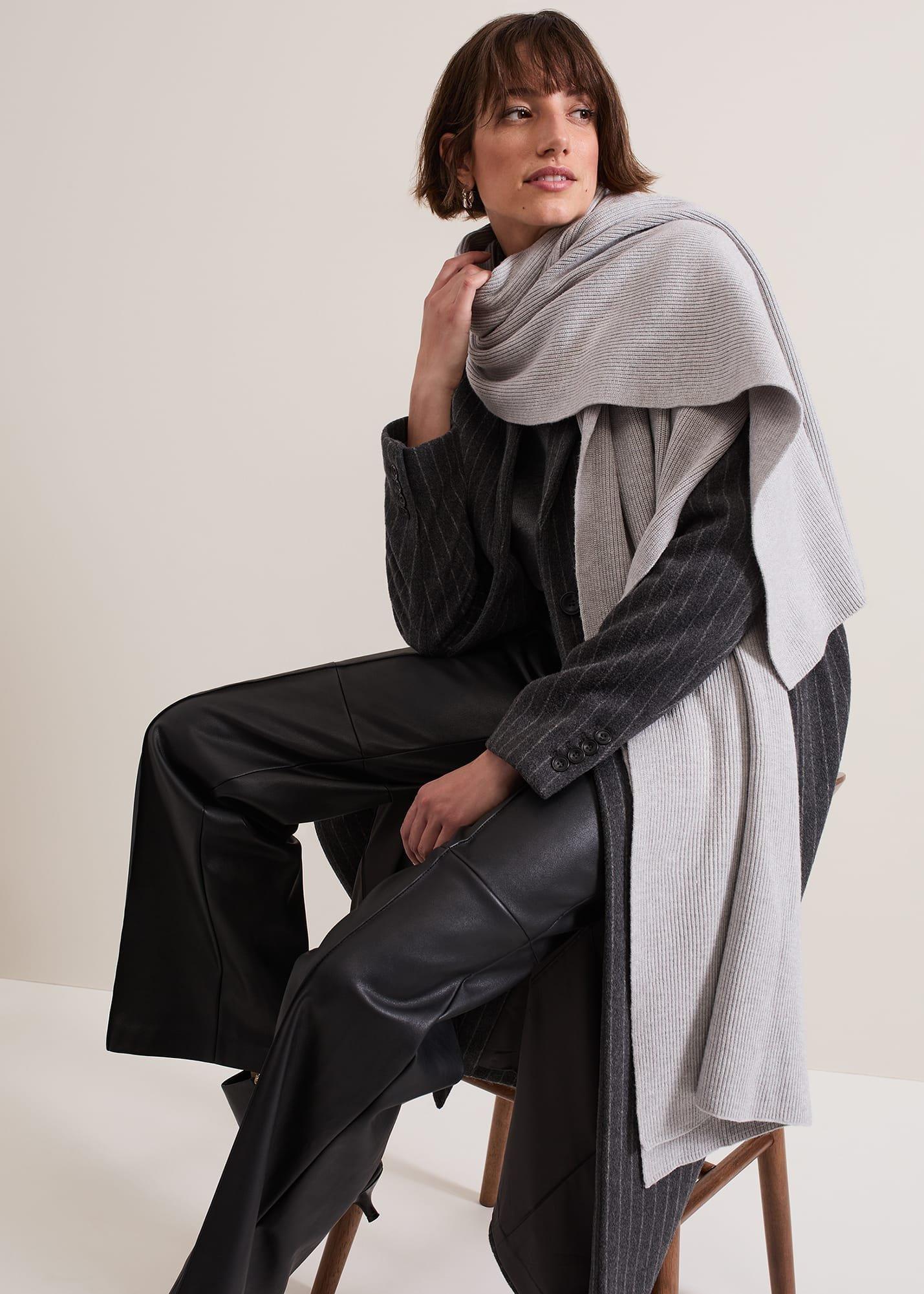 Grey Ribbed Oversized Scarf