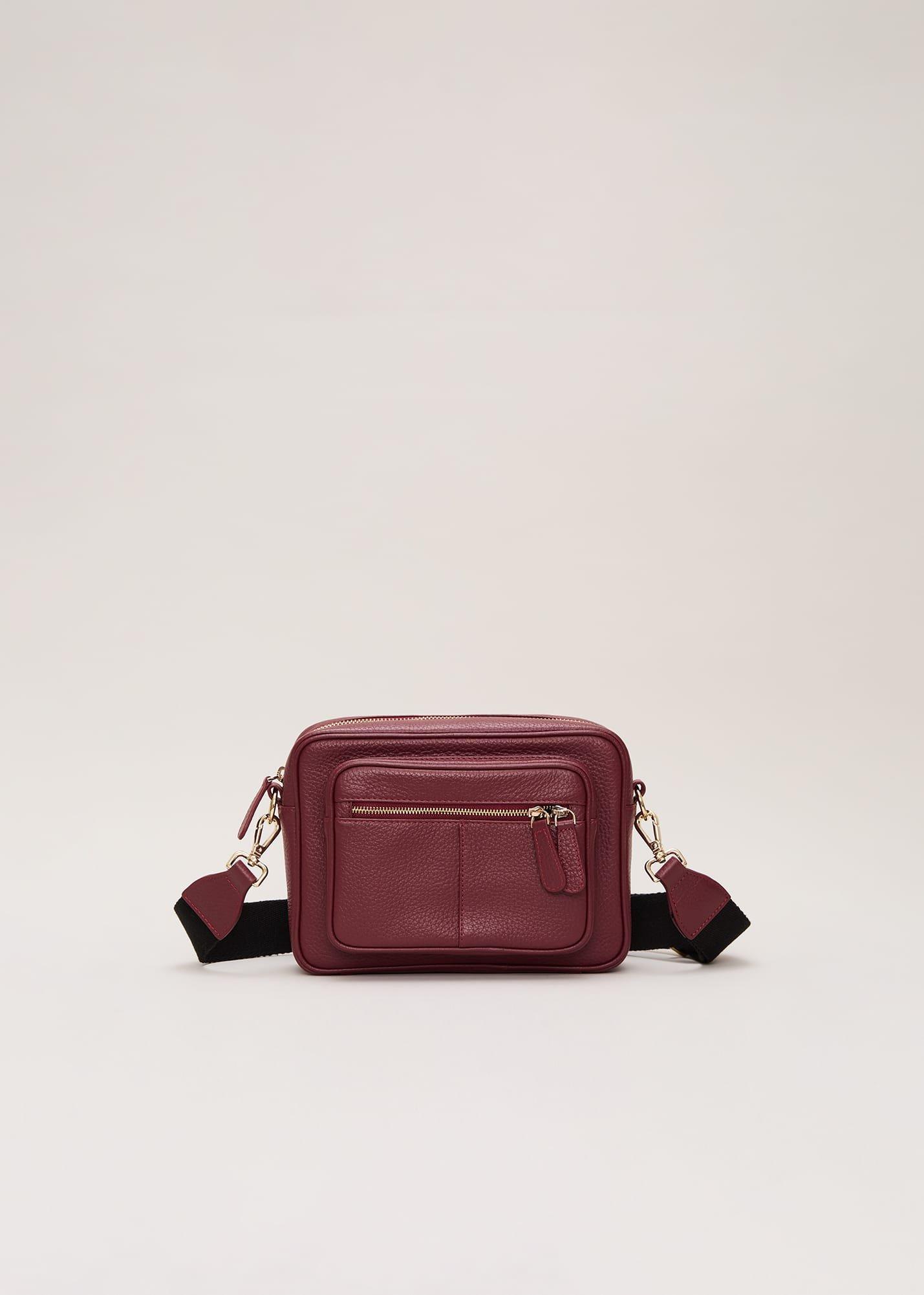 Burgundy Leather Cross Body Bag