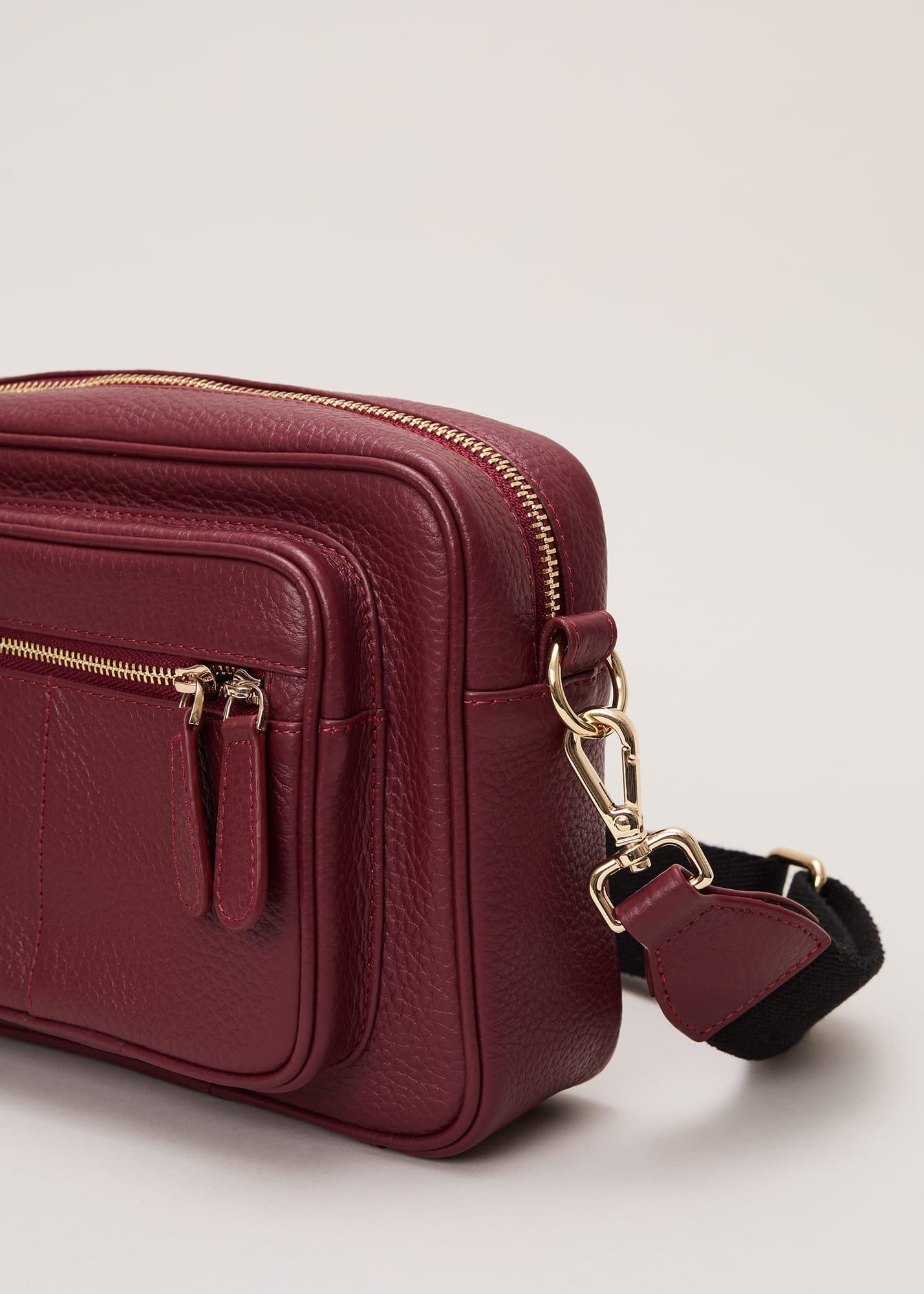 Burgundy Leather Cross Body Bag