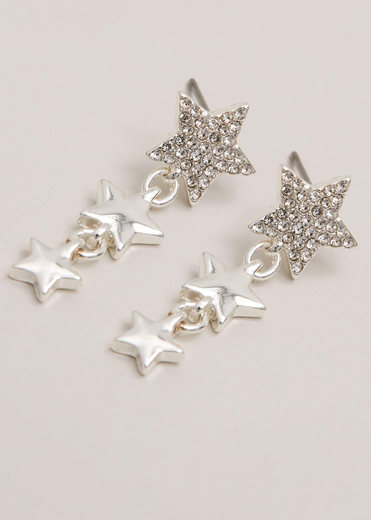 Silver Plated Star Drop Earring