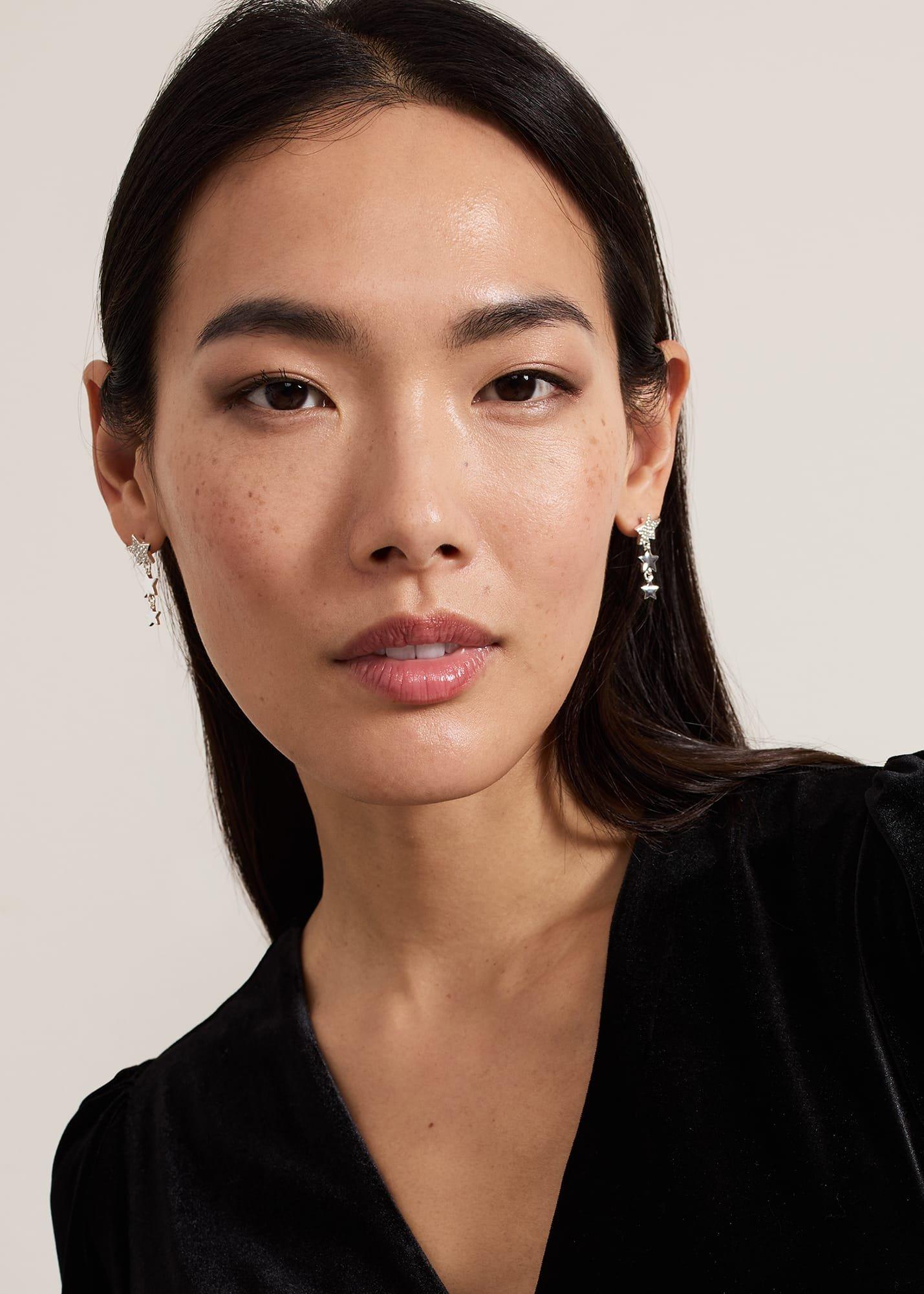 Silver Plated Star Drop Earring