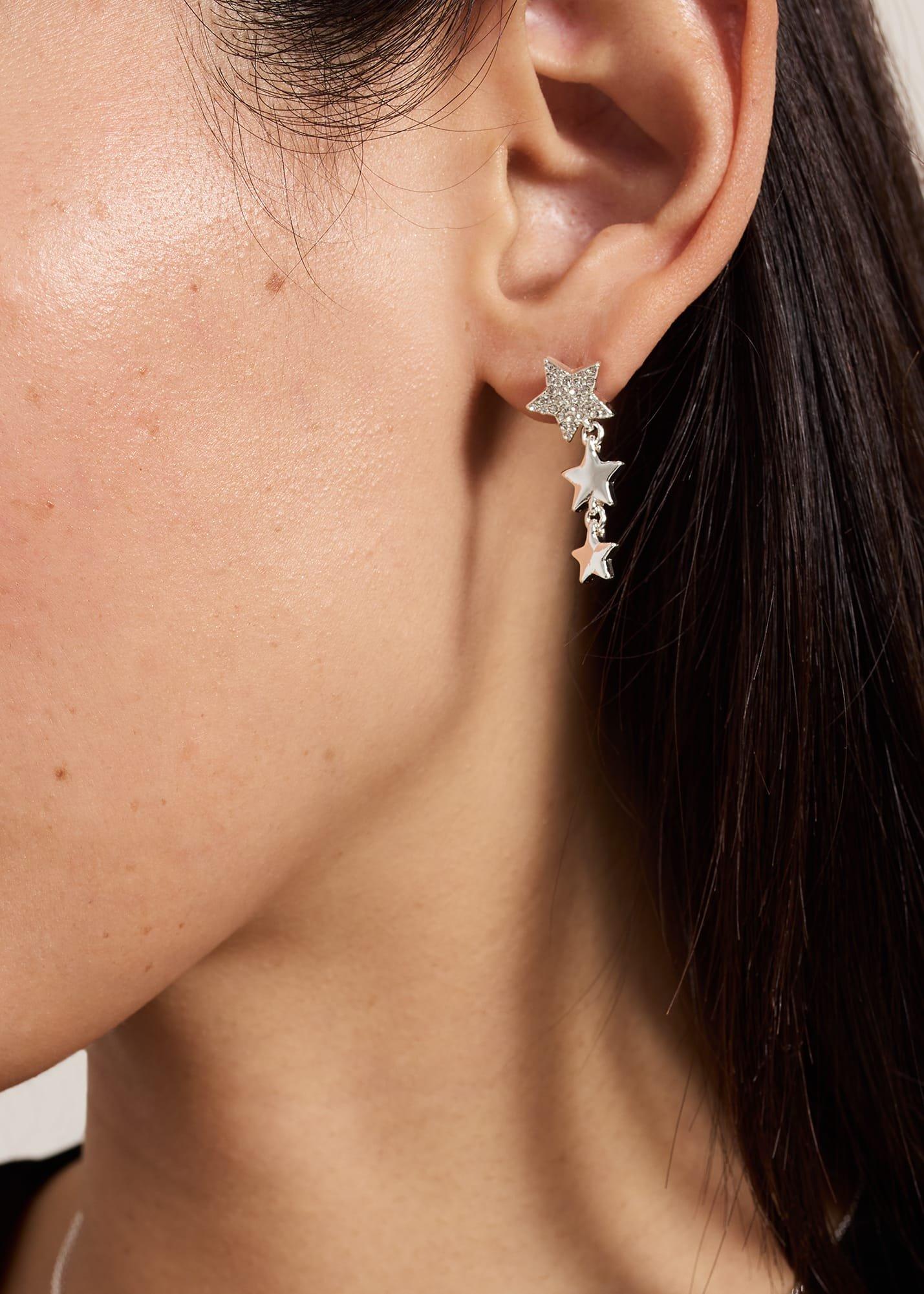 Silver Plated Star Drop Earring