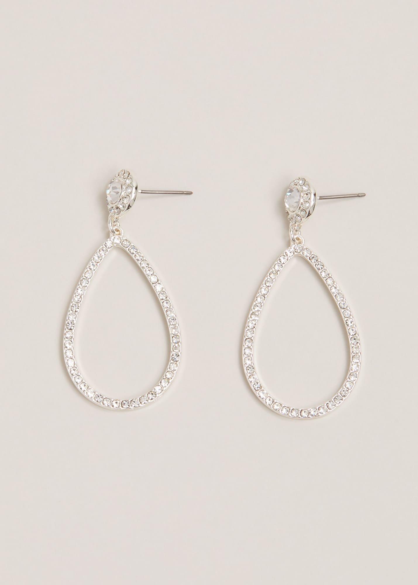 Silver Sparkle Tear Drop Earring