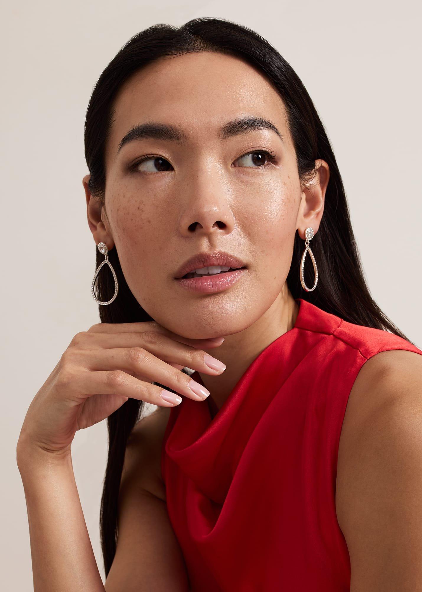 Silver Sparkle Tear Drop Earring