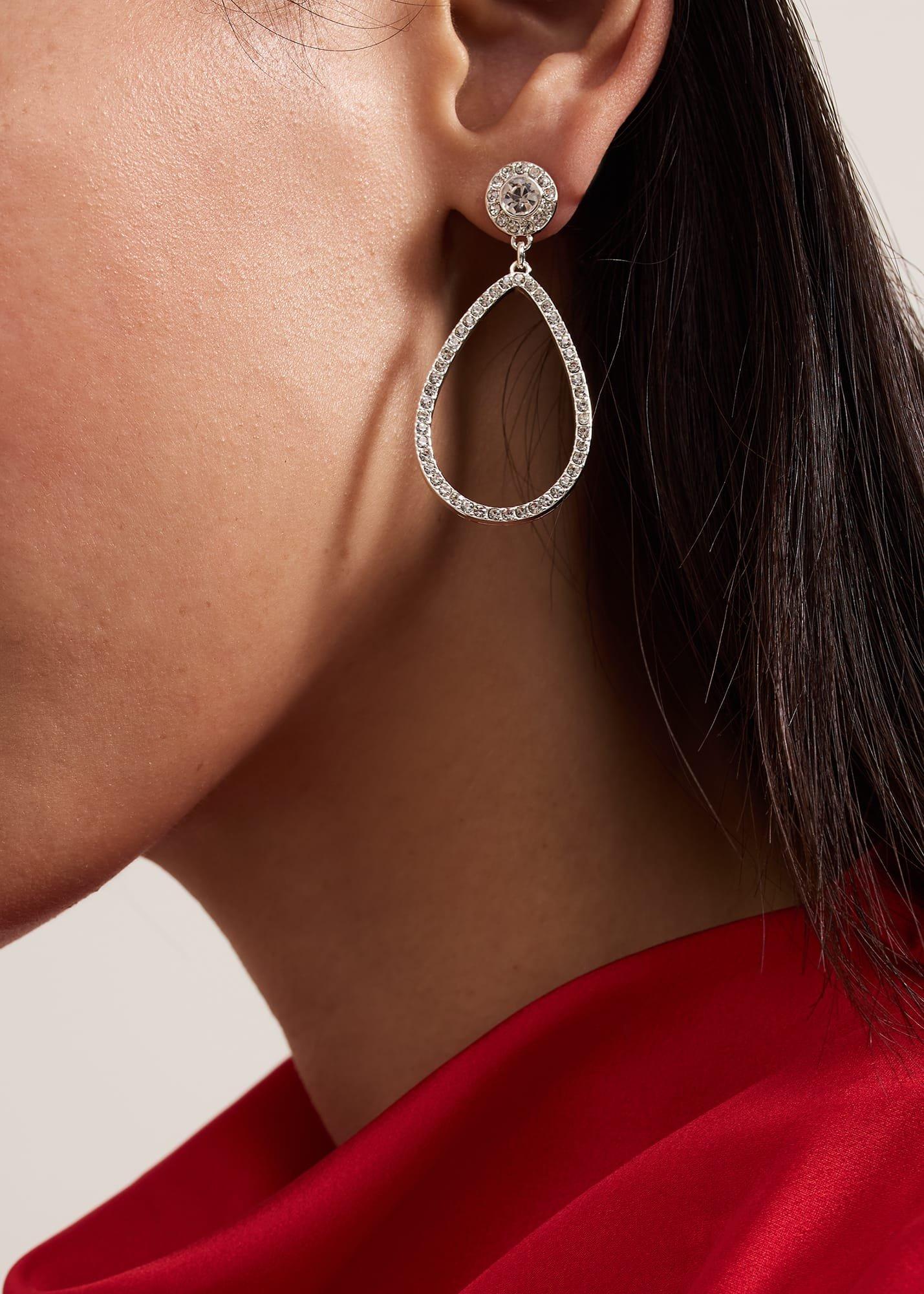 Silver Sparkle Tear Drop Earring