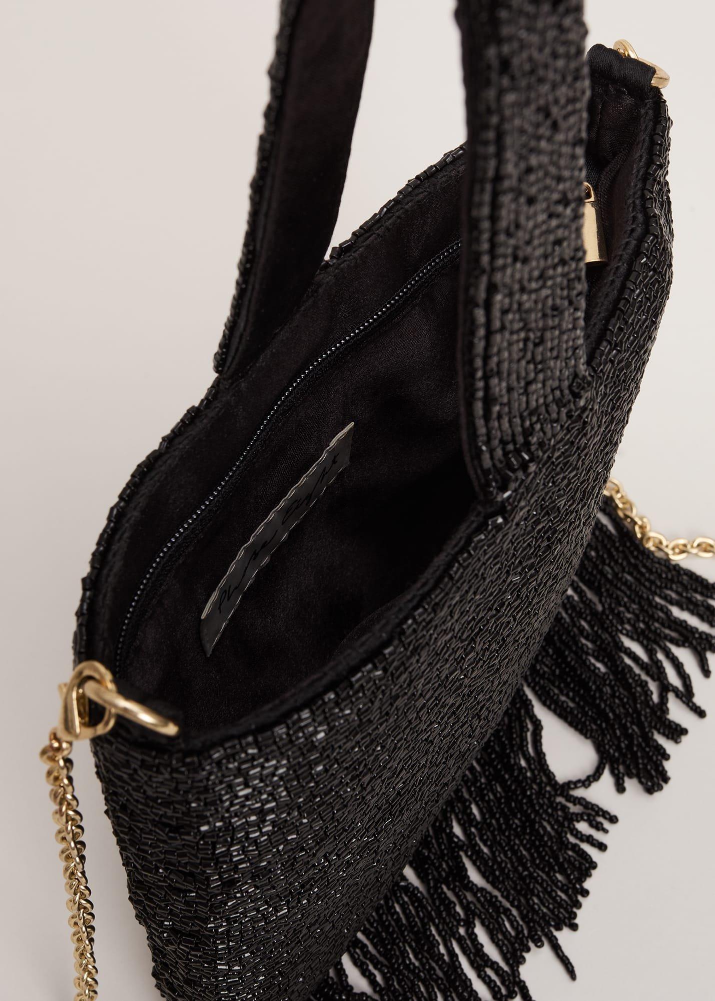 Black Beaded Tassle Bag