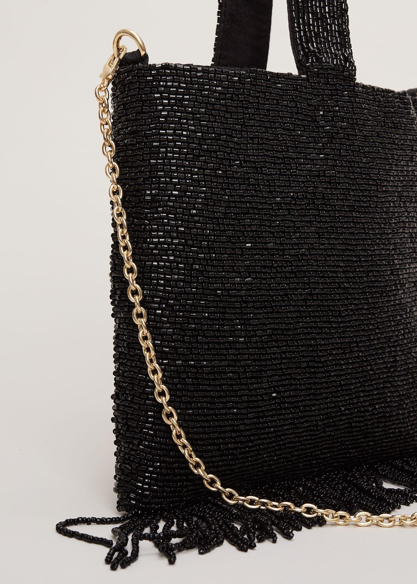 Black Beaded Tassle Bag