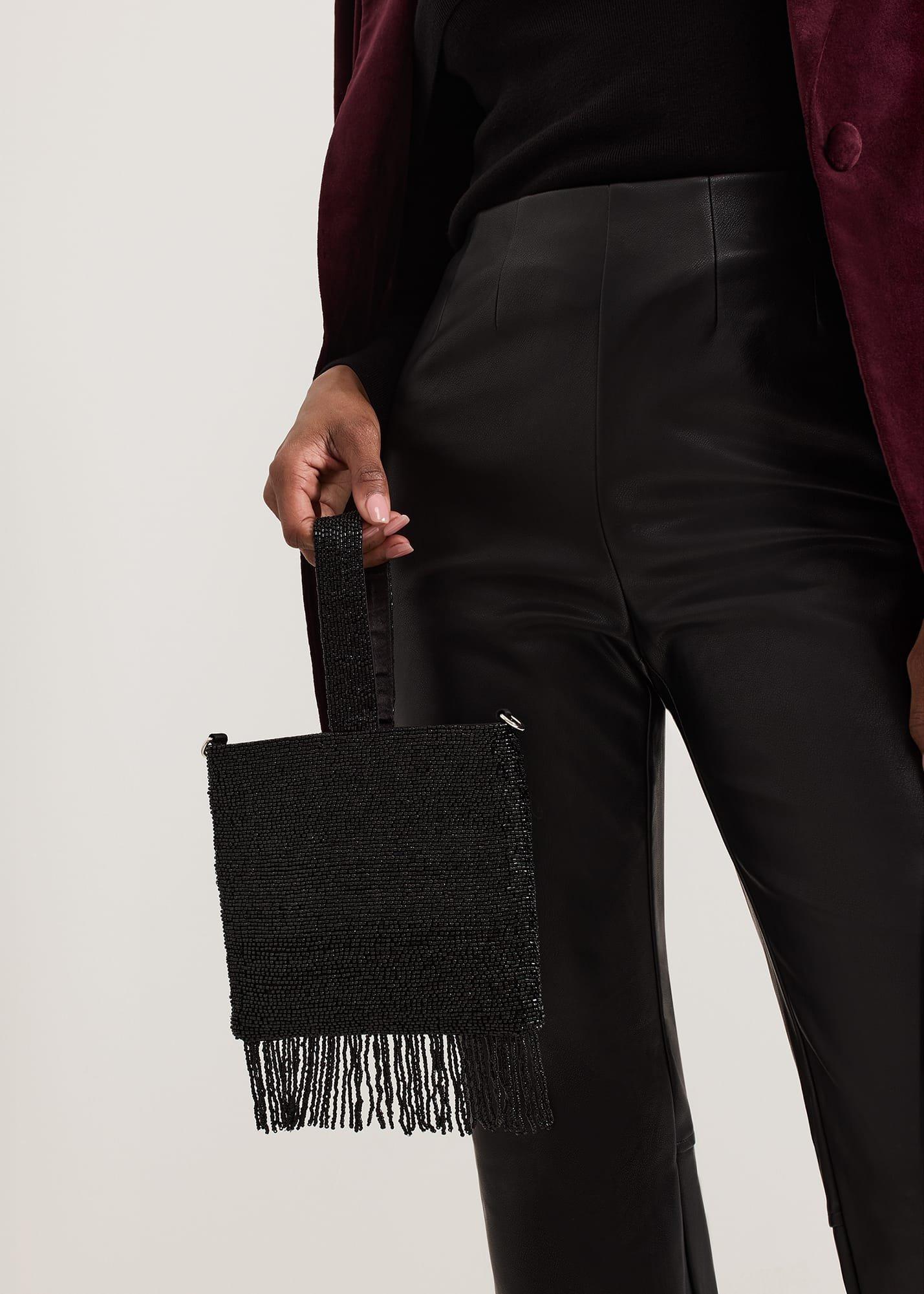 Black Beaded Tassle Bag